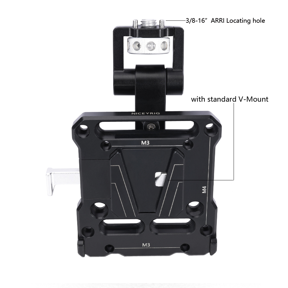 Niceyrig V-Mount/V-Lock Battery Plate with Adjustable Arm & 3/8 Arri Locating Screw