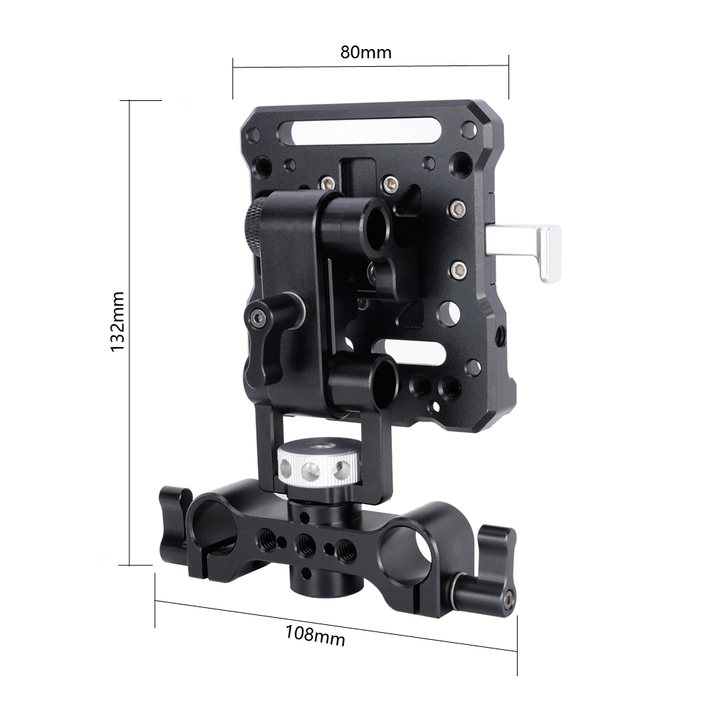 Niceyrig V-Mount/V-Lock Battery Plate with 3/8 Arri Locating Adjustable Arm & 15MM Rod Clamp