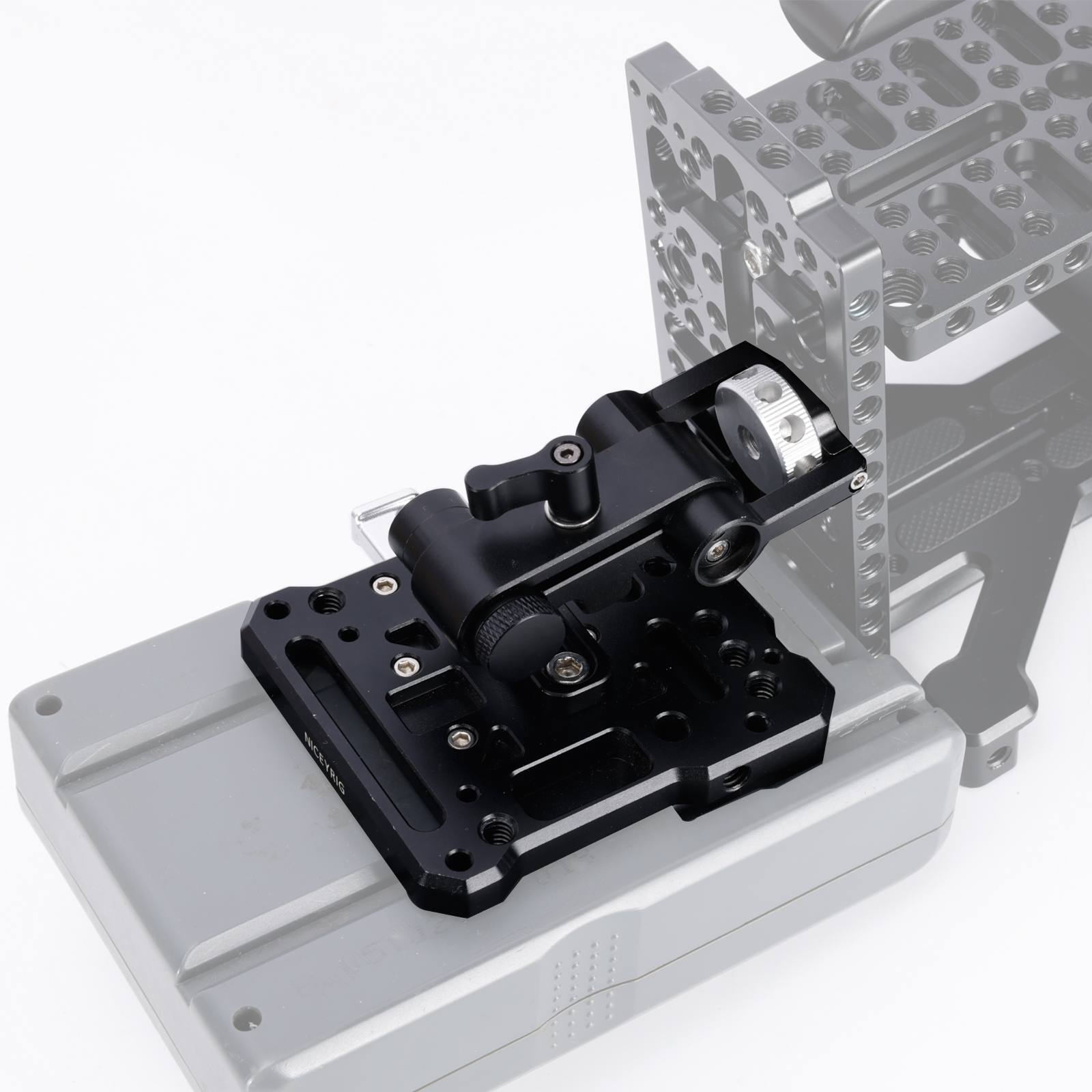 Niceyrig V-Mount/V-Lock Battery Plate with 3/8 Arri Locating Adjustable Arm & 15MM Rod Clamp