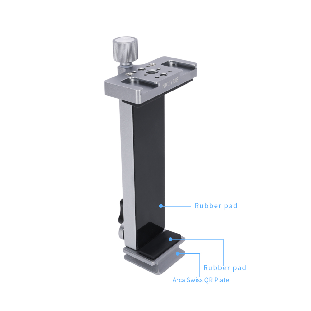 Niceyrig Ipad Holder Metal Clamp Arca Swiss Tripod Mount Adjustable for IPad Mini 7.9Inch/IPad 9.7Inch/IPad 10.5Inch/IPad Pro 12.9Inch/mate pad/MediaPad pro M6/MediaPad M5/Mediapad T5 (130mm ≤open width≤223mm)