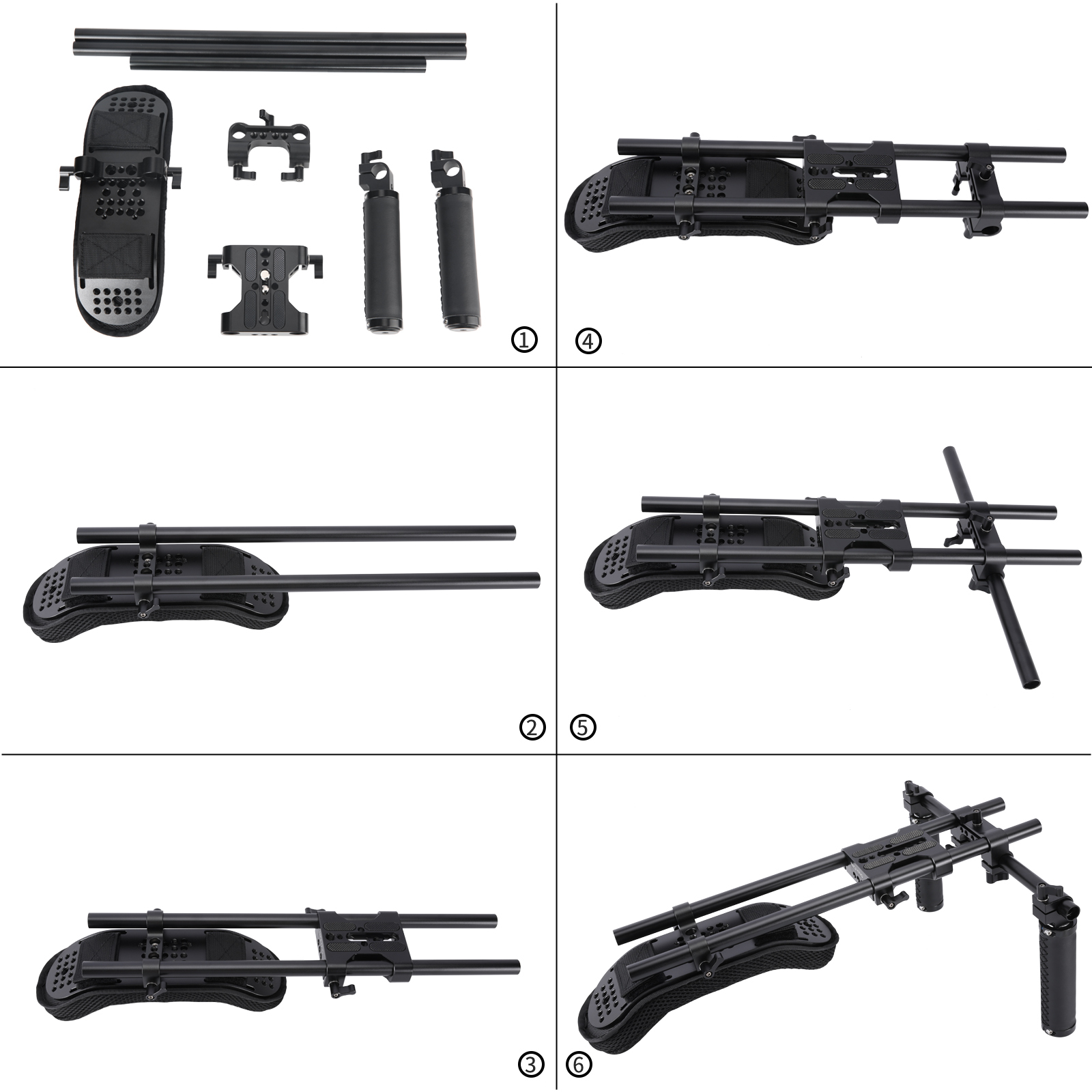 Niceyrig Universal Shoulder Rig Support Film Maker 15mm Railblock System with Camera/Camcorder Base Plate Mount Kit