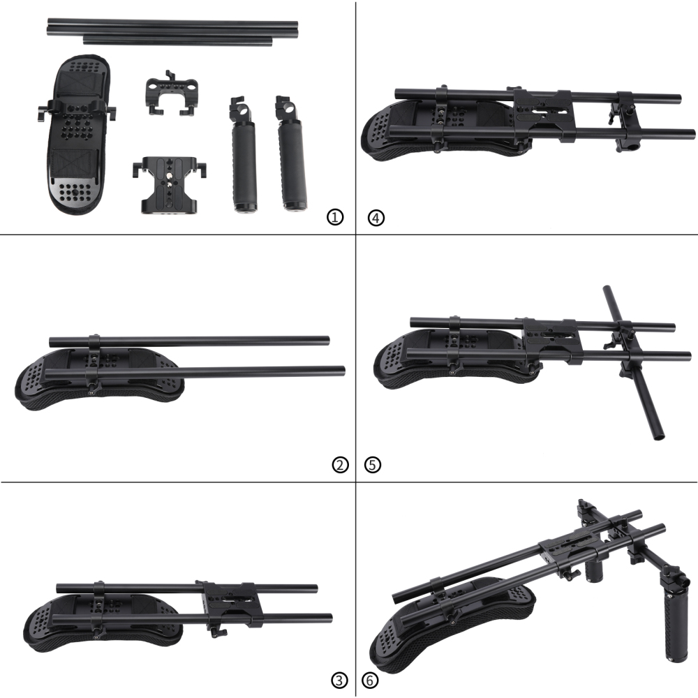 Niceyrig Universal Shoulder Rig Support Film Maker 15mm Railblock System with Camera/Camcorder Base Plate Mount Kit