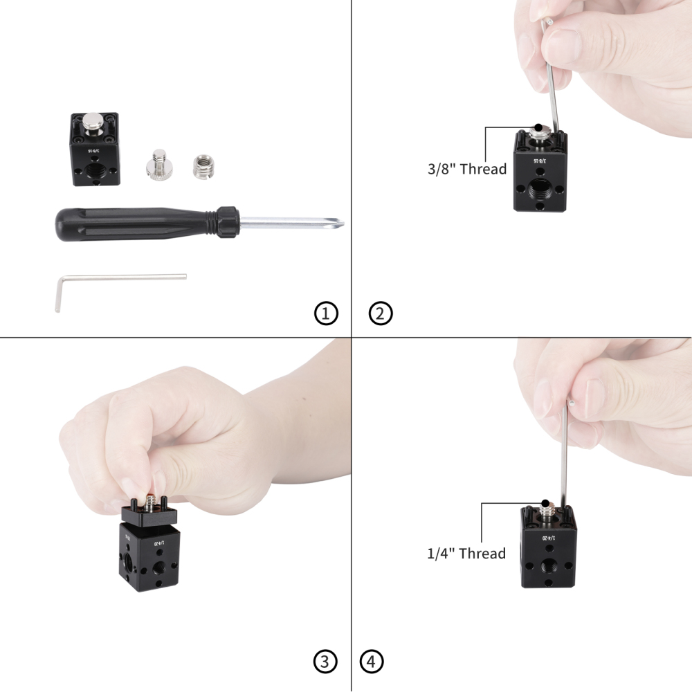 Niceyrig Mini Cube Extension Bracket with (3/8 &1/4) Arri Locating Screw and 1/4''-20 & 3/8''-16 Thread Holes