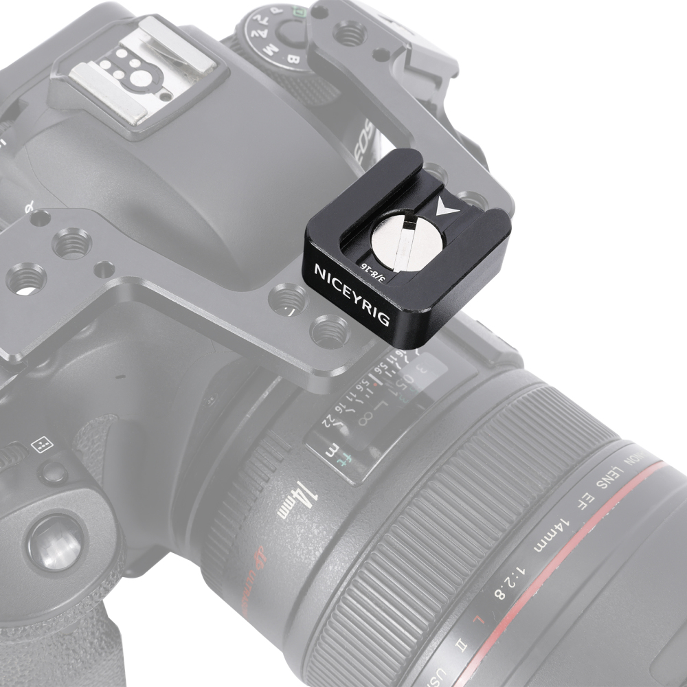 Niceyrig Cold Shoe Mount with Arri Locating Screws(3/8&1/4) Comes with Detachable Locating Pins-2Pack