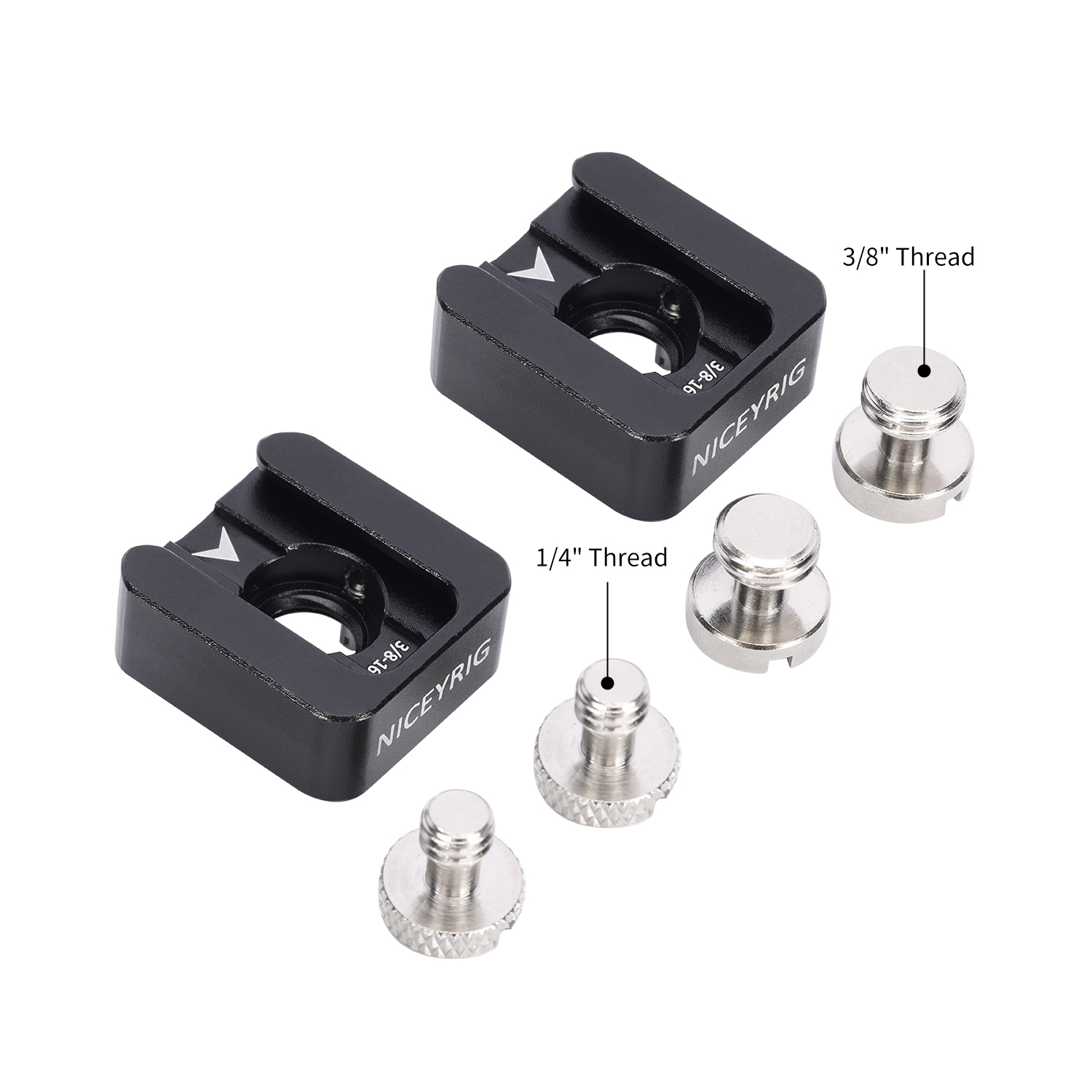 Niceyrig Cold Shoe Mount with Arri Locating Screws(3/8&1/4) Comes with Detachable Locating Pins-2Pack