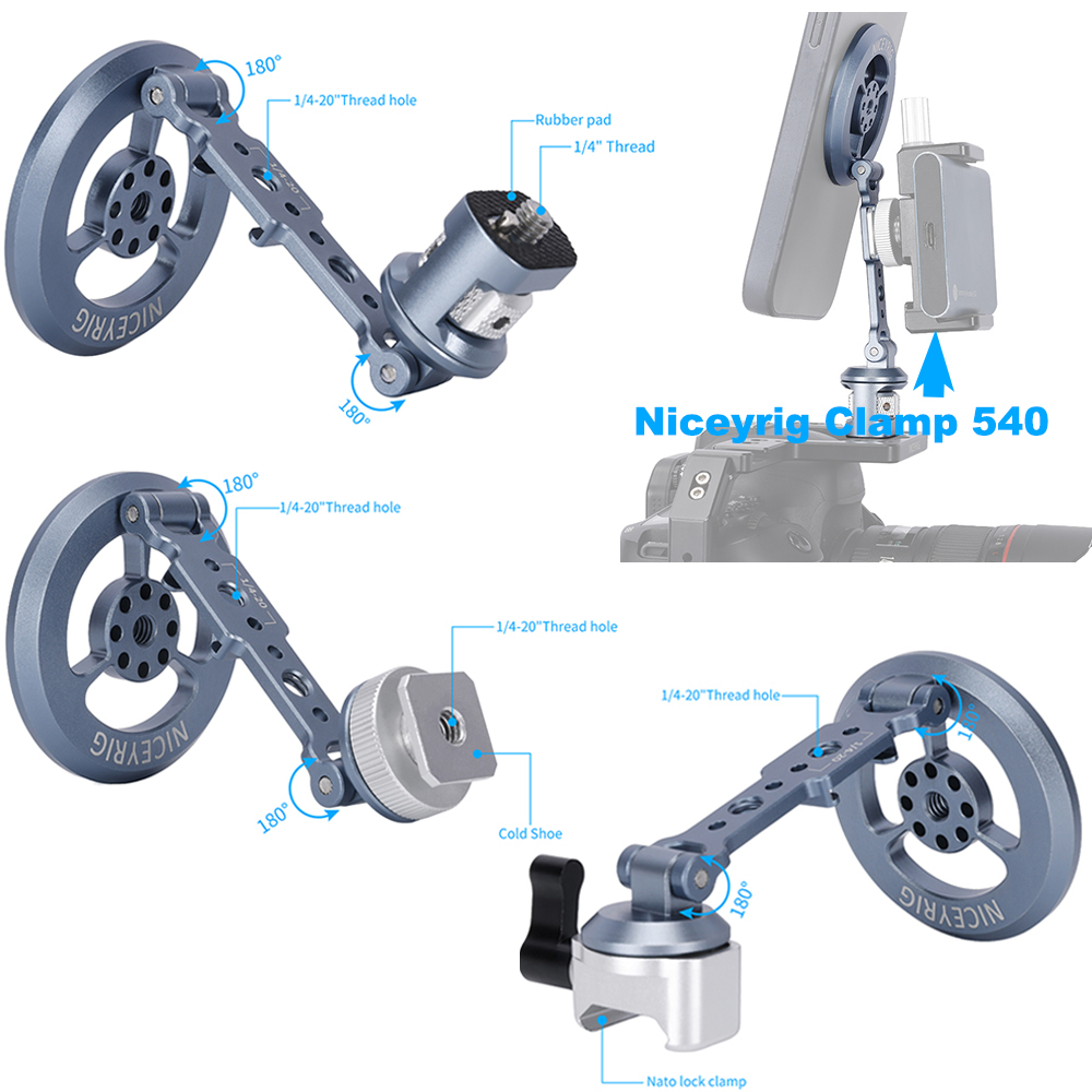 Niceyrig Magnetic Phone Mount Holder Mental Bracket with 1/4 Screw/Clod Shoe Mount/Nato Clamp for Magsafe Adaptor for Tripod Mount,Selfie Stick,Monopod,Camera Monitoring,Stabilizers,Car Suction Cup Mount and Compatible with iPhone 16/15/14/13/12 Series