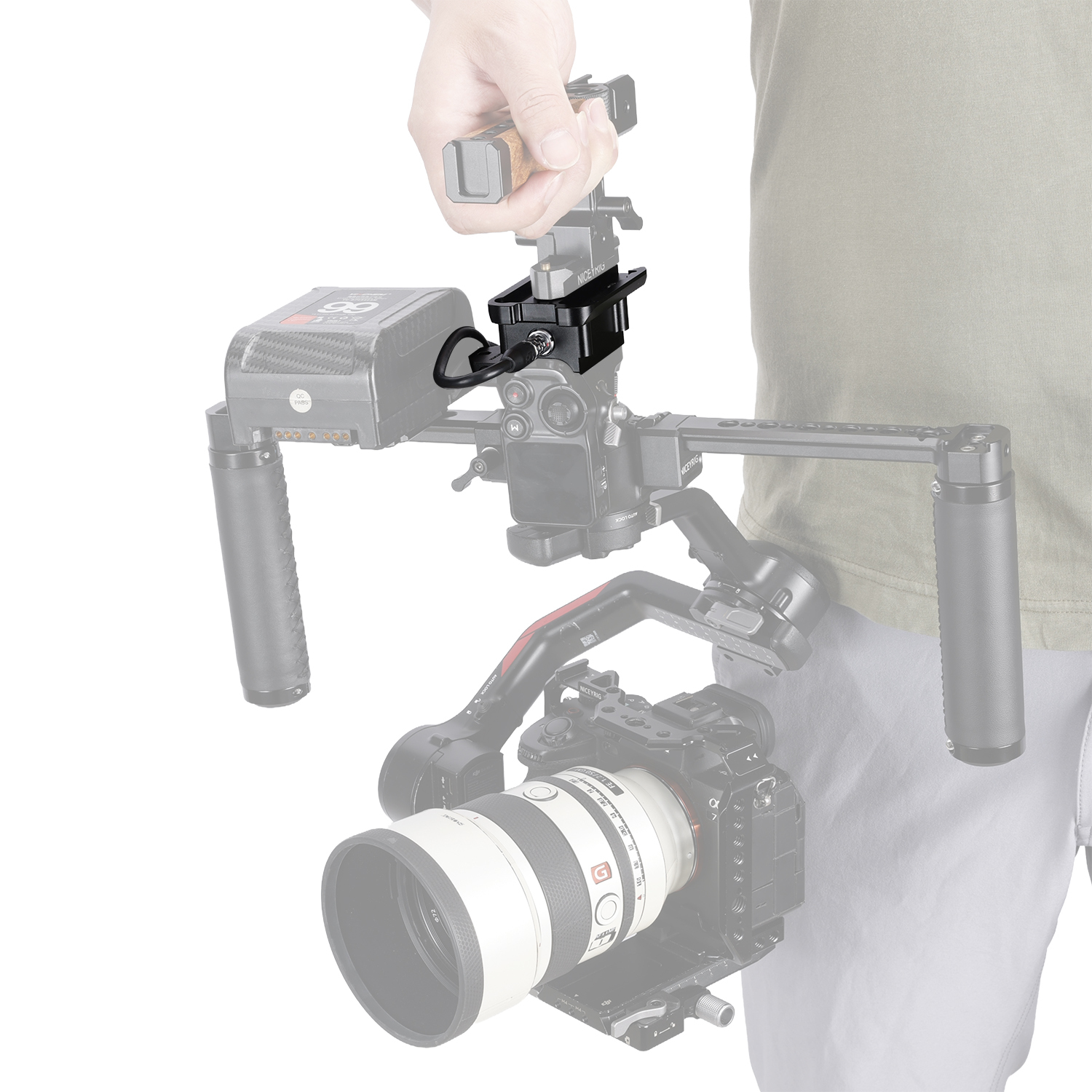 Niceyrig Power Supply Base Plate for DJI RS 3/ RS 4 with Side Holding Plate Comes with Manfrotto Dovetail
