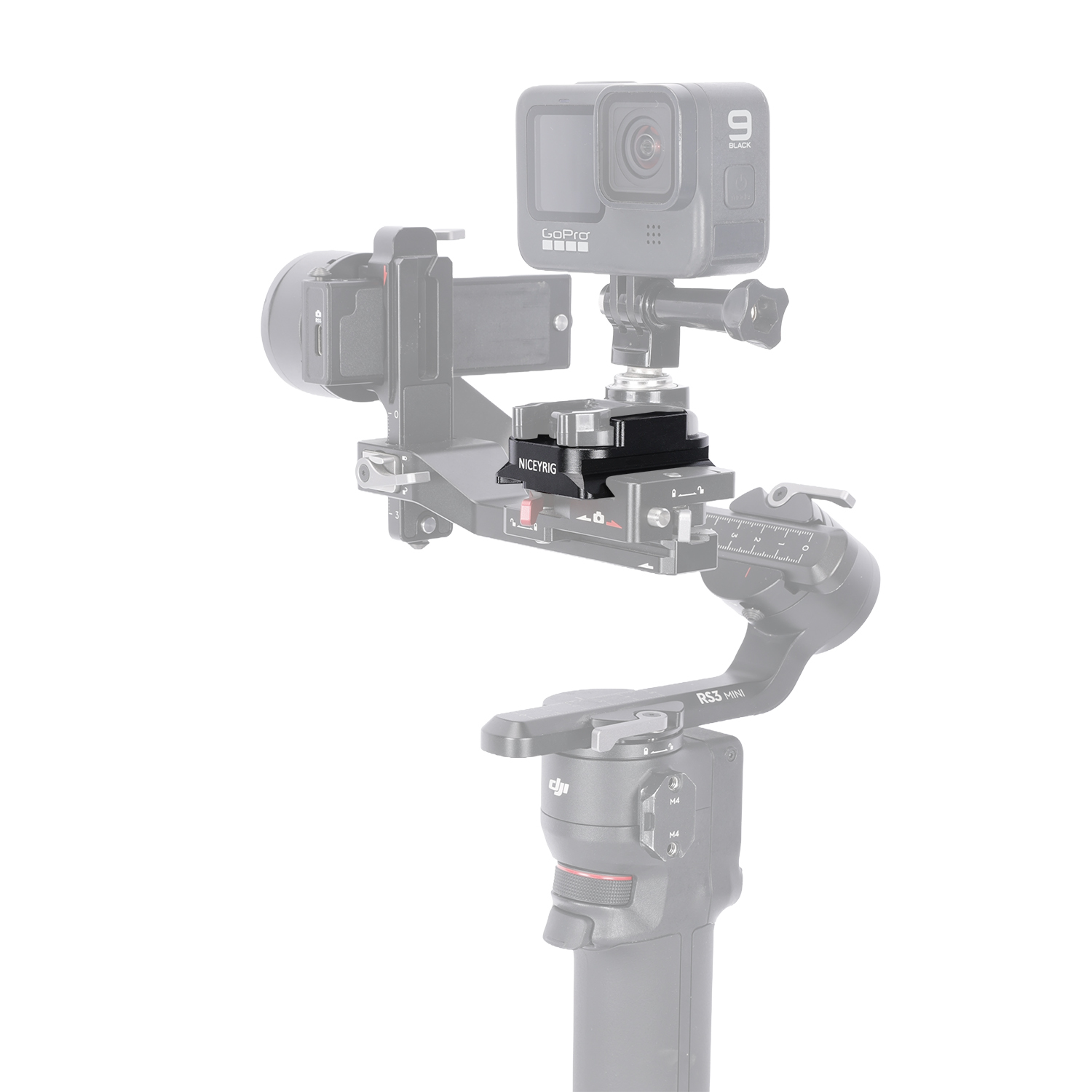Niceyrig Arca Tripod Mount Switch Adaptor for GoPro Ball Joint Buckle (Official GoPro Mount) Compatible with GoPro Hero 12/11/10/9/8/7