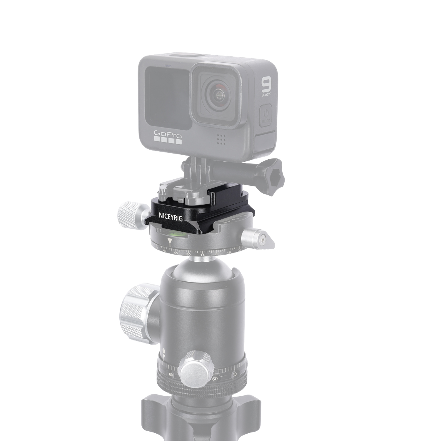 Niceyrig Arca Tripod Mount Switch Adaptor for GoPro Ball Joint Buckle (Official GoPro Mount) Compatible with GoPro Hero 12/11/10/9/8/7