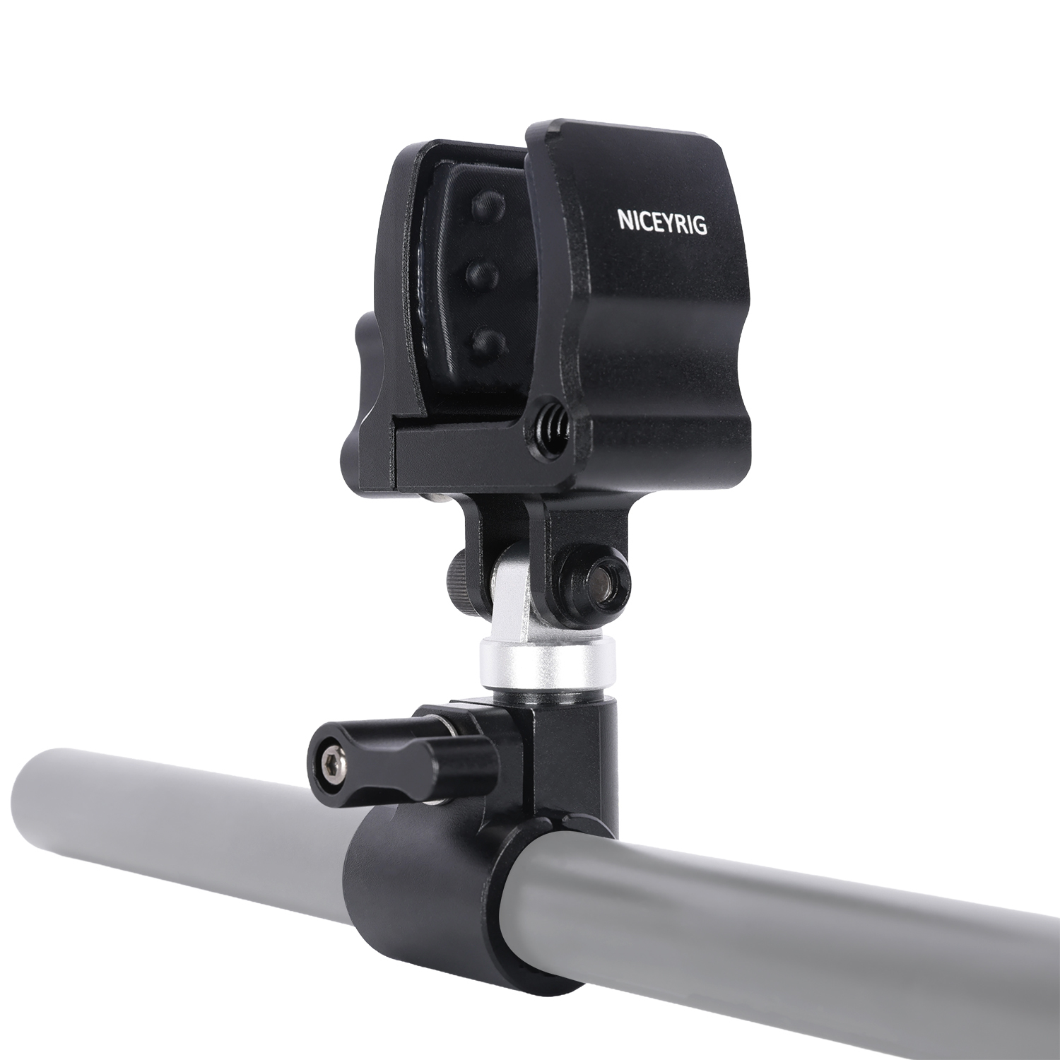 Niceyrig Shotgun Microphone Holder Clamp with 15MM Single Rod Clamp/Rail Block (18 - 35 mm)