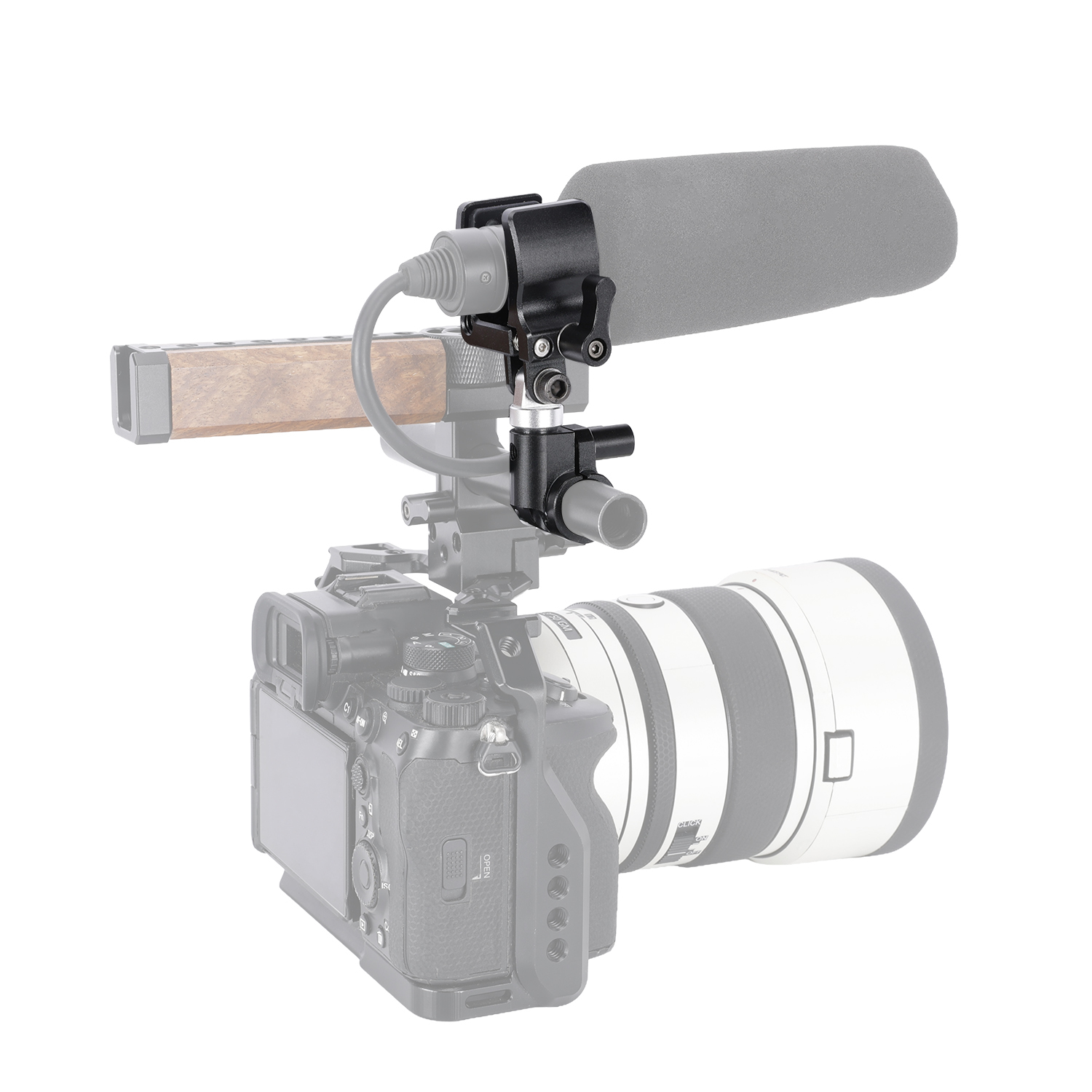 Niceyrig Shotgun Microphone Holder Clamp with 15MM Single Rod Clamp/Rail Block (18 - 35 mm)