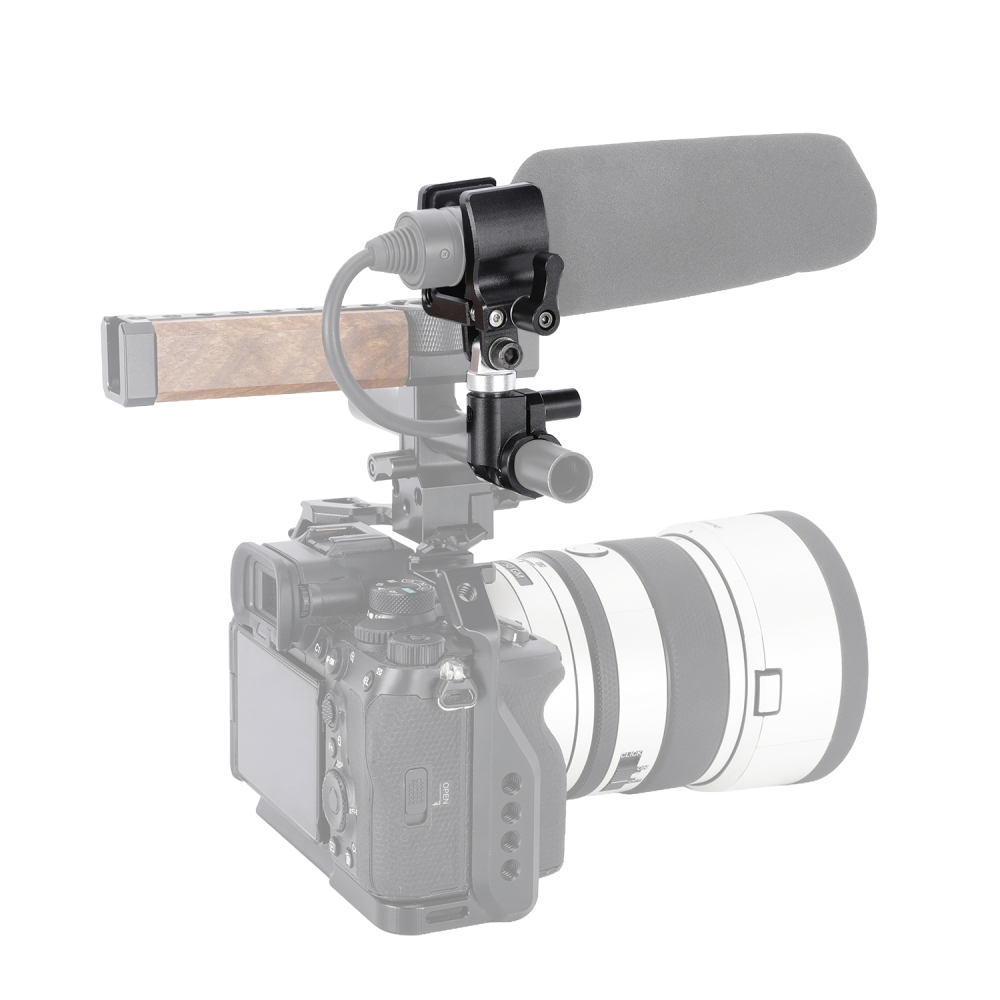 Niceyrig Shotgun Microphone Holder Clamp with 15MM Single Rod Clamp/Rail Block (18 - 35 mm)