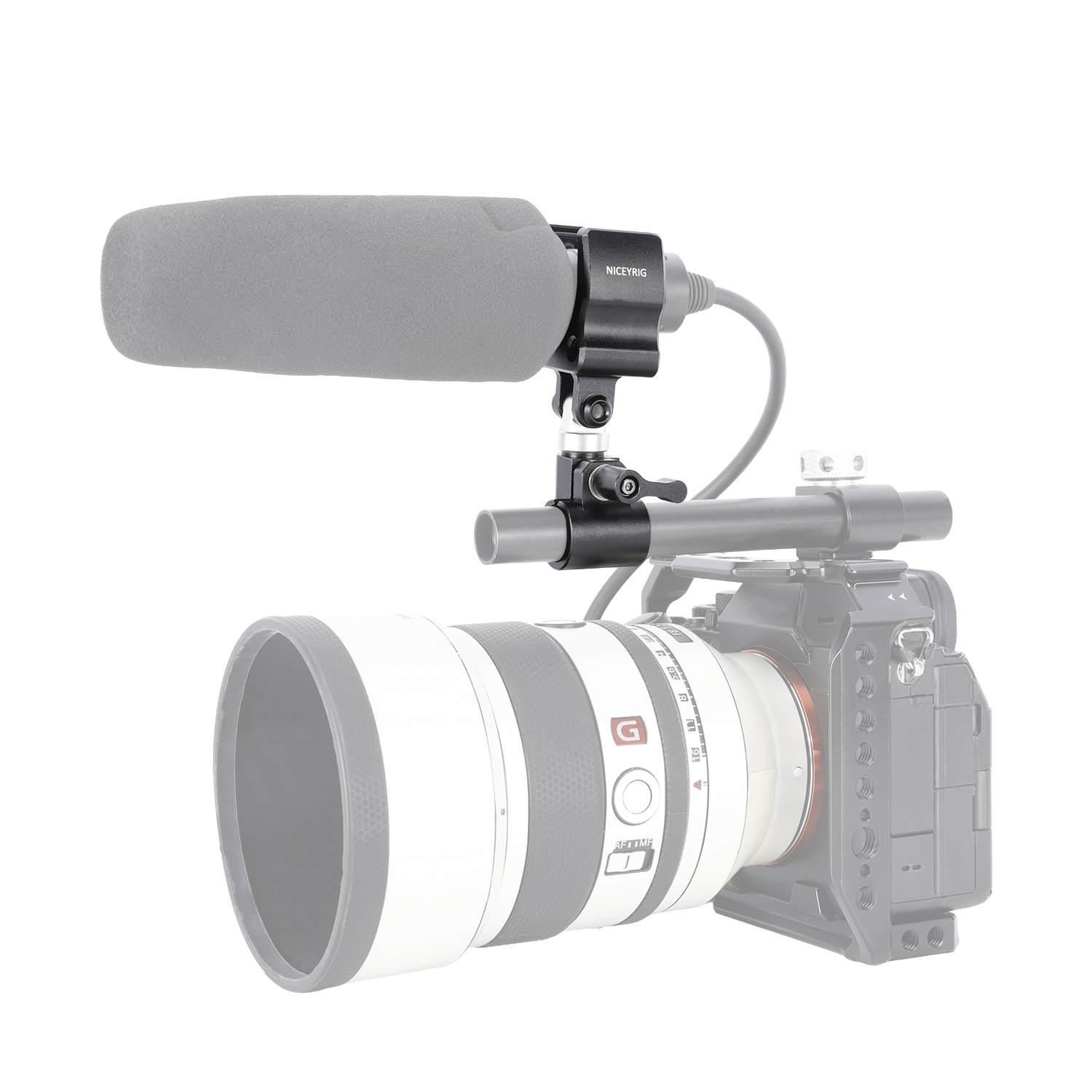 Niceyrig Shotgun Microphone Holder Clamp with 15MM Single Rod Clamp/Rail Block (18 - 35 mm)