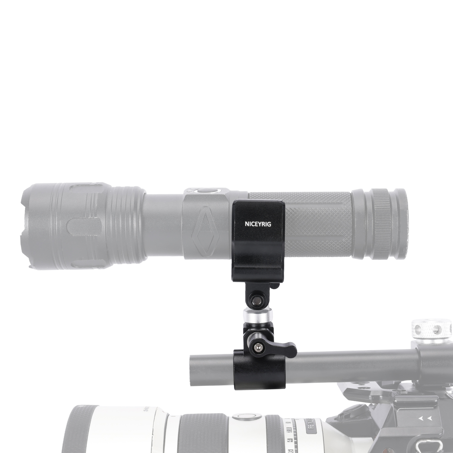 Niceyrig Shotgun Microphone Holder Clamp with 15MM Single Rod Clamp/Rail Block (18 - 35 mm)