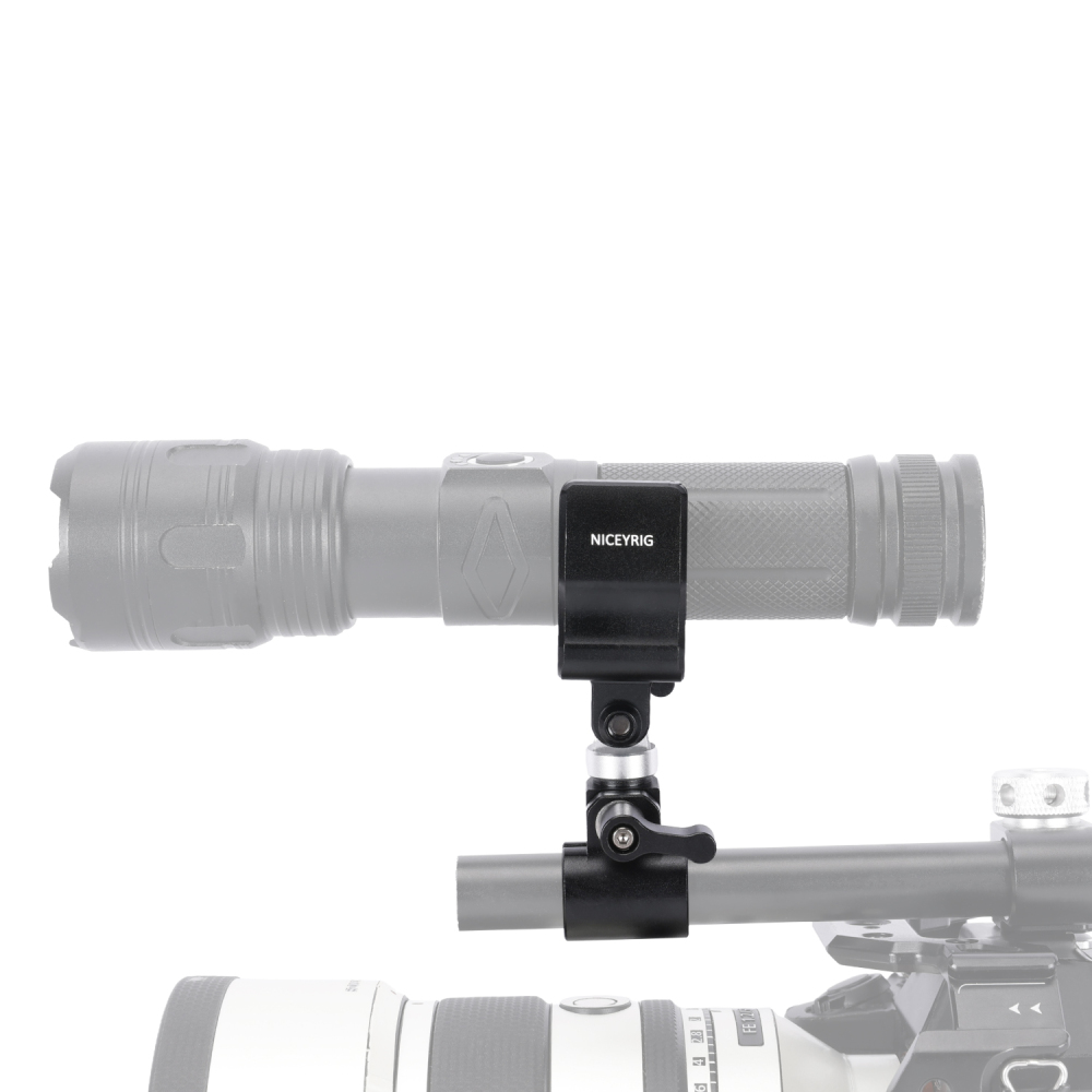 Niceyrig Shotgun Microphone Holder Clamp with 15MM Single Rod Clamp/Rail Block (18 - 35 mm)
