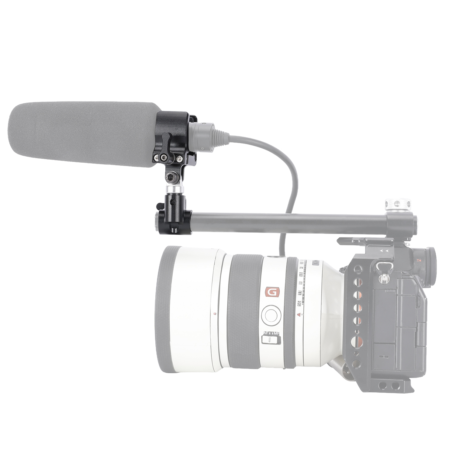 Niceyrig Shotgun Microphone Holder Clamp with 15MM Single Rod Clamp/Rail Block (18 - 35 mm)