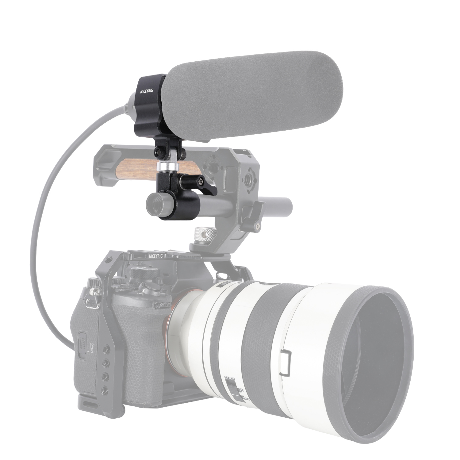 Niceyrig Shotgun Microphone Holder Clamp with 15MM Single Rod Clamp/Rail Block (18 - 35 mm)