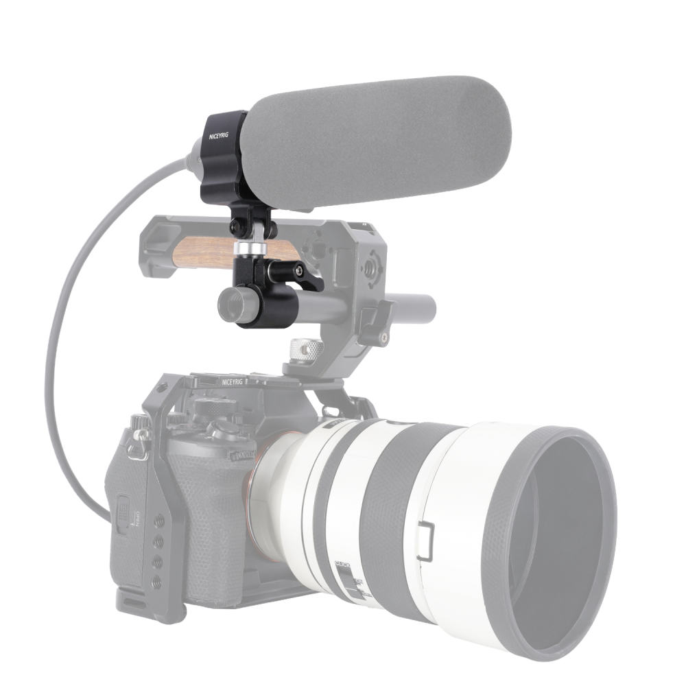 Niceyrig Shotgun Microphone Holder Clamp with 15MM Single Rod Clamp/Rail Block (18 - 35 mm)