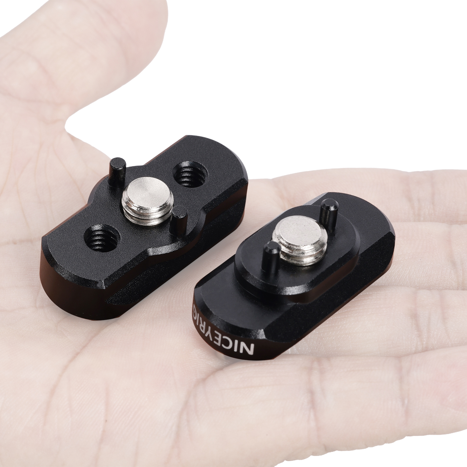 Niceyrig 42mm NATO Rail Sliders Pack with 1/4"&3/8" Arri Mounting Screw (One Horizontal & One Vertical Locating Pin Version) - 2-Piece Set