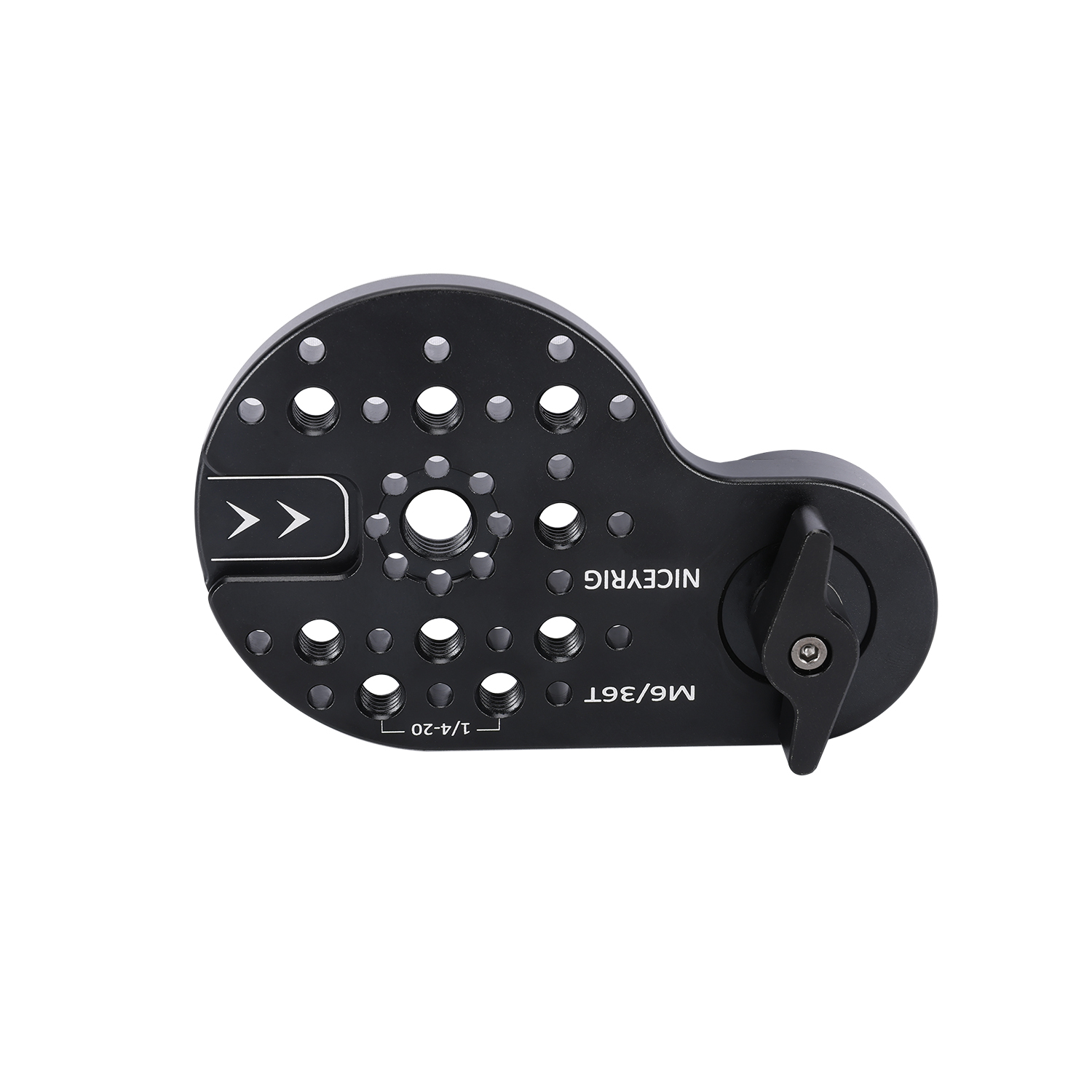 Niceyrig Video Tripod Mount Side Plate Rosette Mount (36T, M6 Thread) with Cold Shoe Mount and 1/4&3/8 Arri Locating Holes