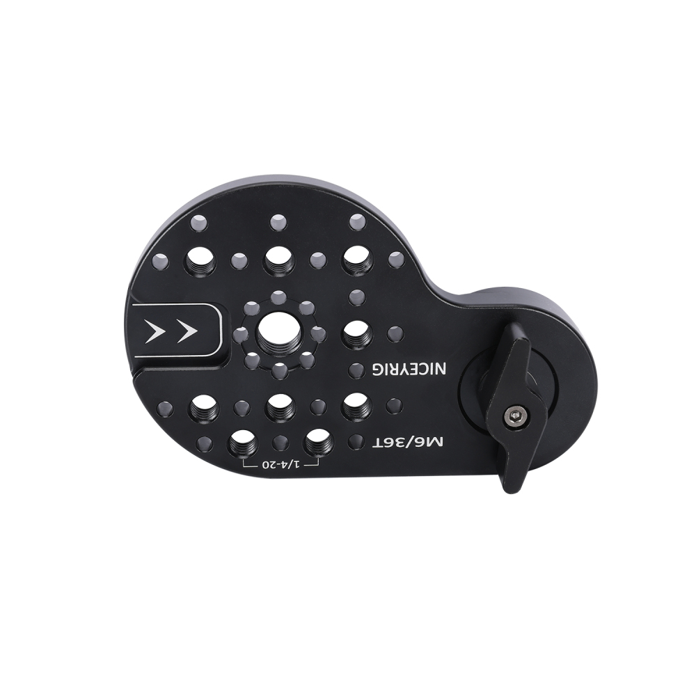 Niceyrig Video Tripod Mount Side Plate Rosette Mount (36T, M6 Thread) with Cold Shoe Mount and 1/4&3/8 Arri Locating Holes