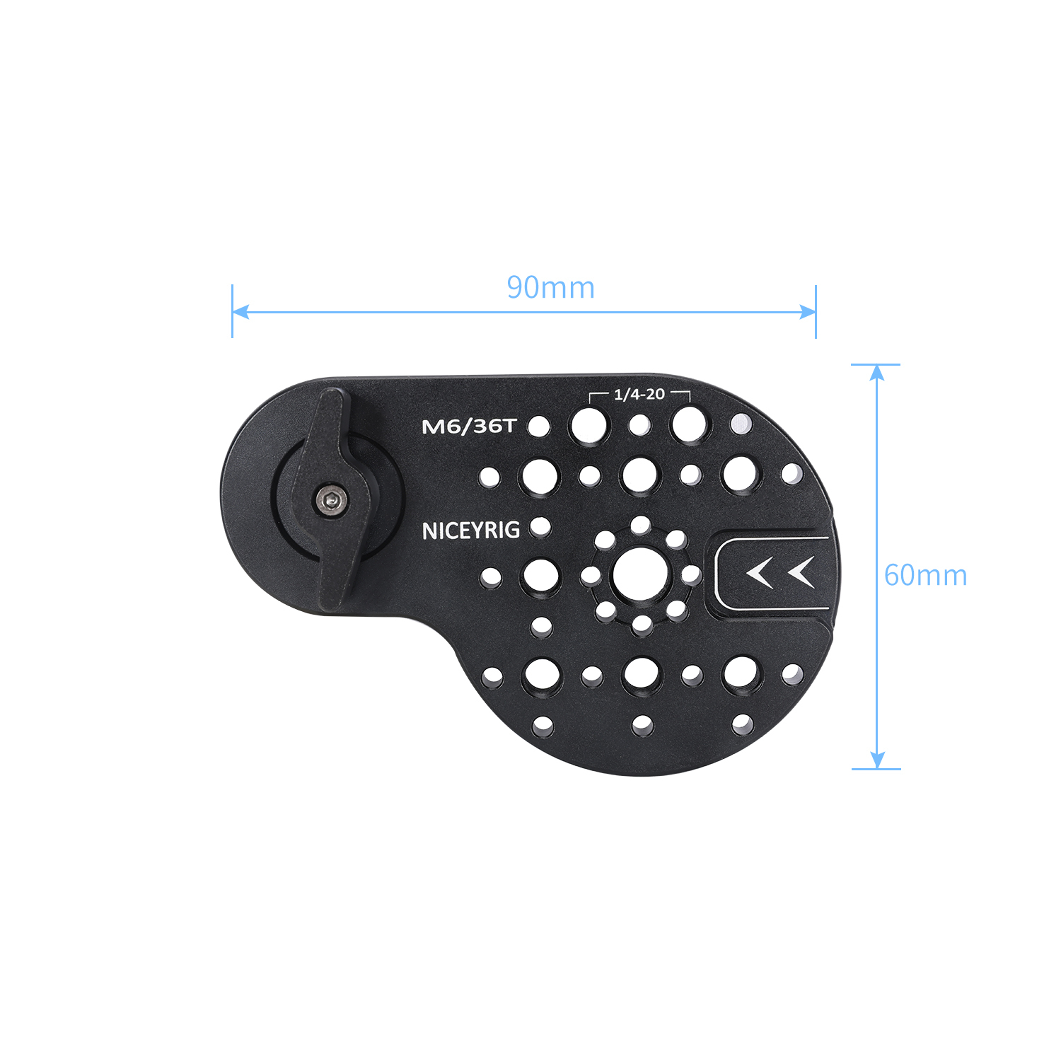 Niceyrig Video Tripod Mount Side Plate Rosette Mount (36T, M6 Thread) with Cold Shoe Mount and 1/4&3/8 Arri Locating Holes
