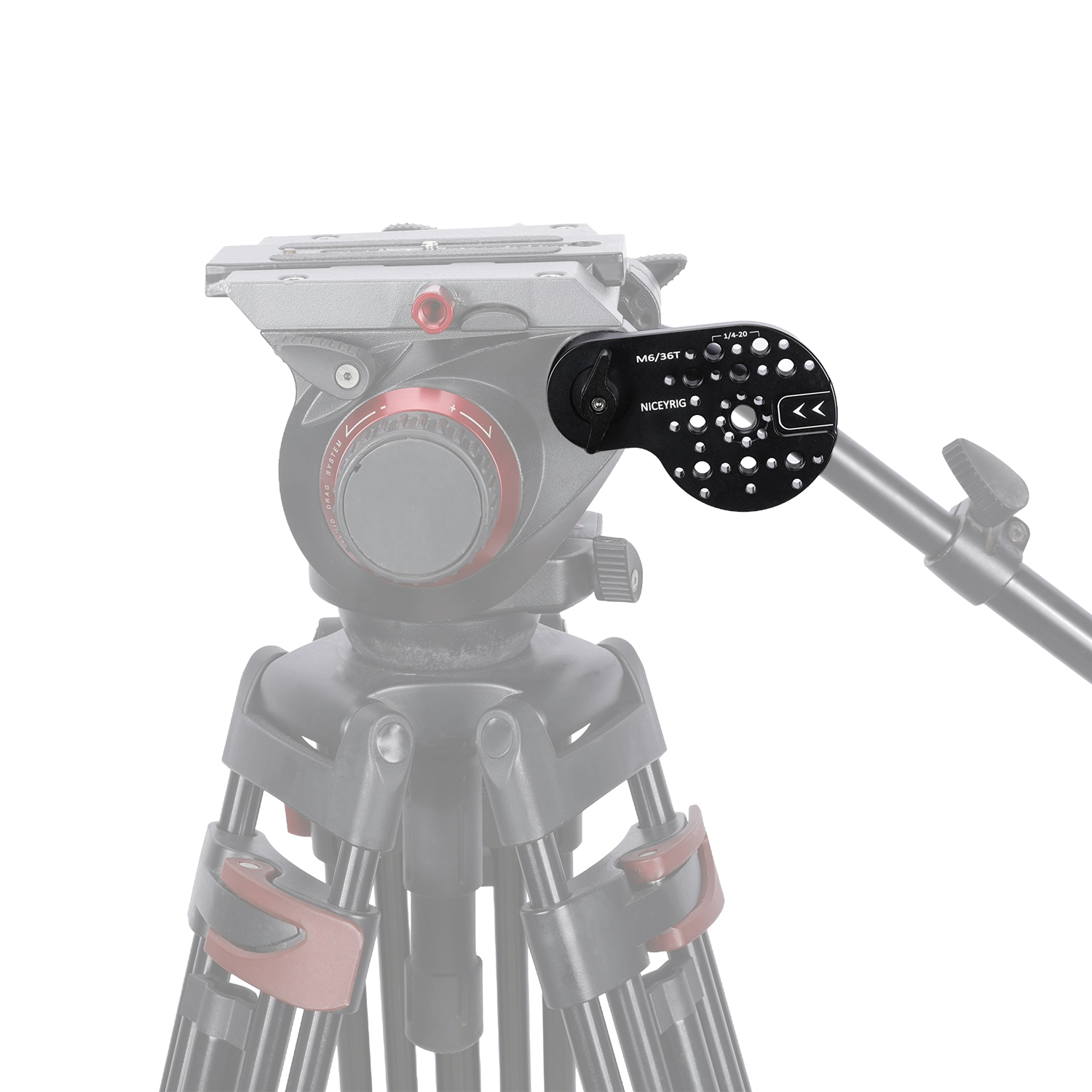 Niceyrig Video Tripod Mount Side Plate Rosette Mount (36T, M6 Thread) with Cold Shoe Mount and 1/4&3/8 Arri Locating Holes