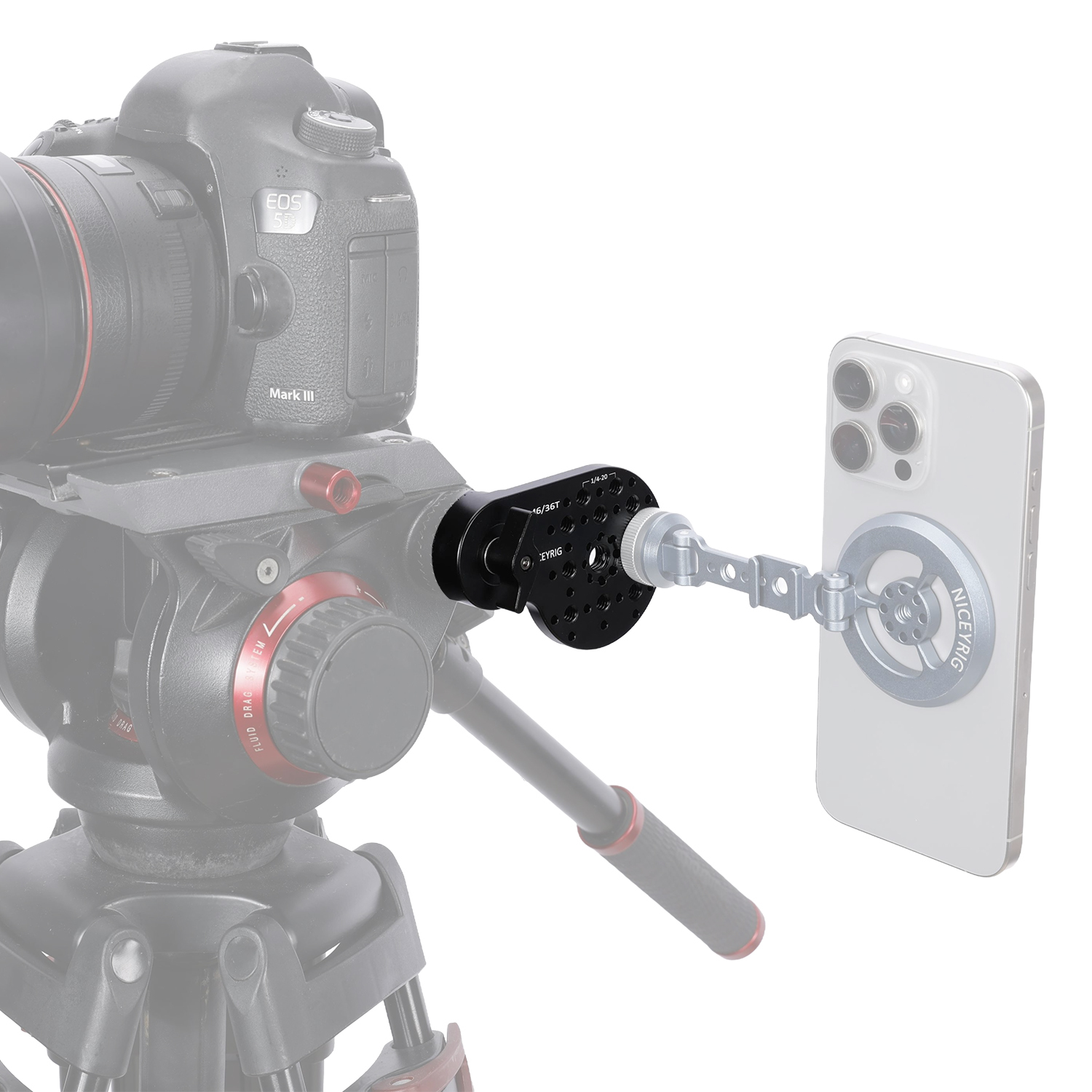 Niceyrig Video Tripod Mount Side Plate Rosette Mount (36T, M6 Thread) with Cold Shoe Mount and 1/4&3/8 Arri Locating Holes