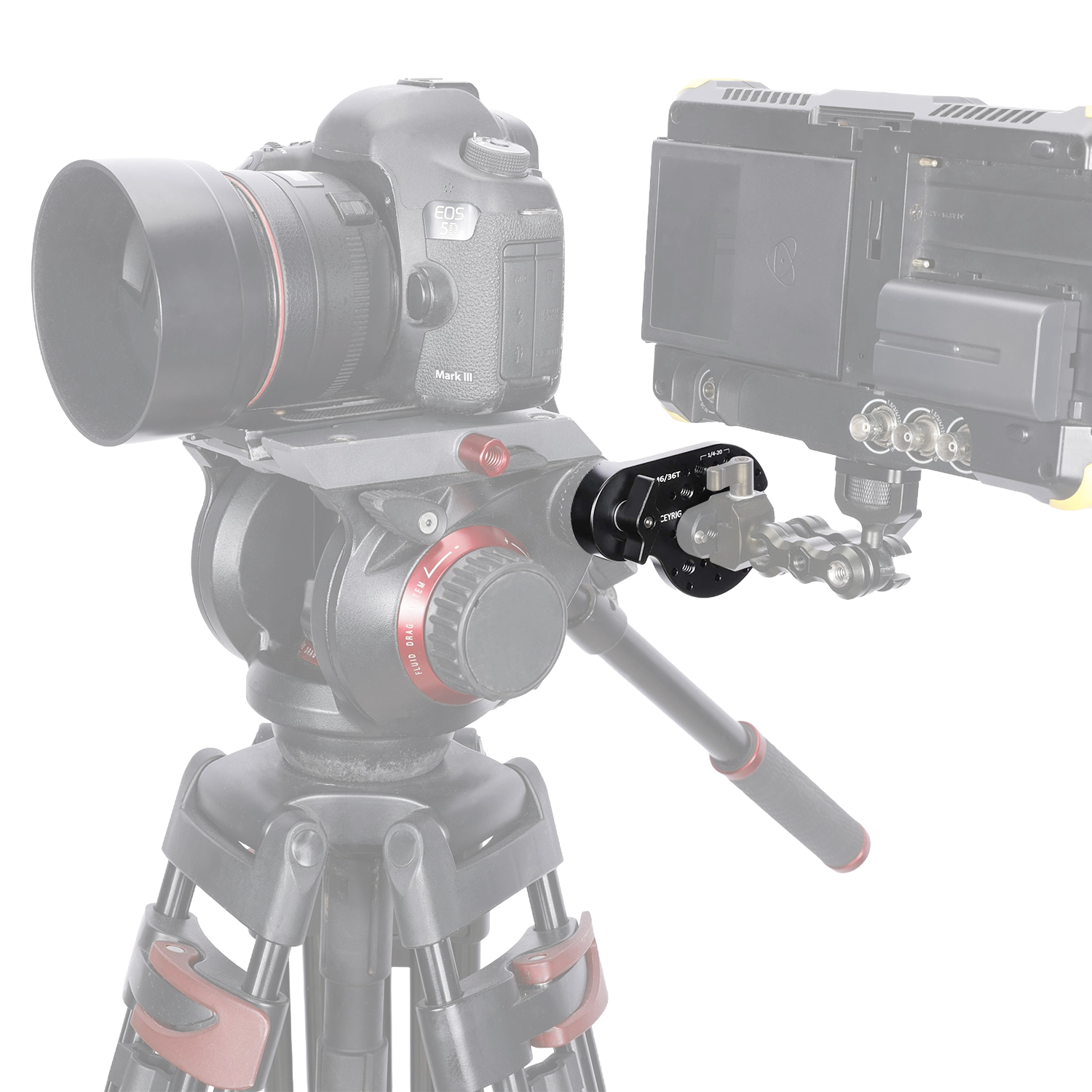 Niceyrig Video Tripod Mount Side Plate Rosette Mount (36T, M6 Thread) with Cold Shoe Mount and 1/4&3/8 Arri Locating Holes