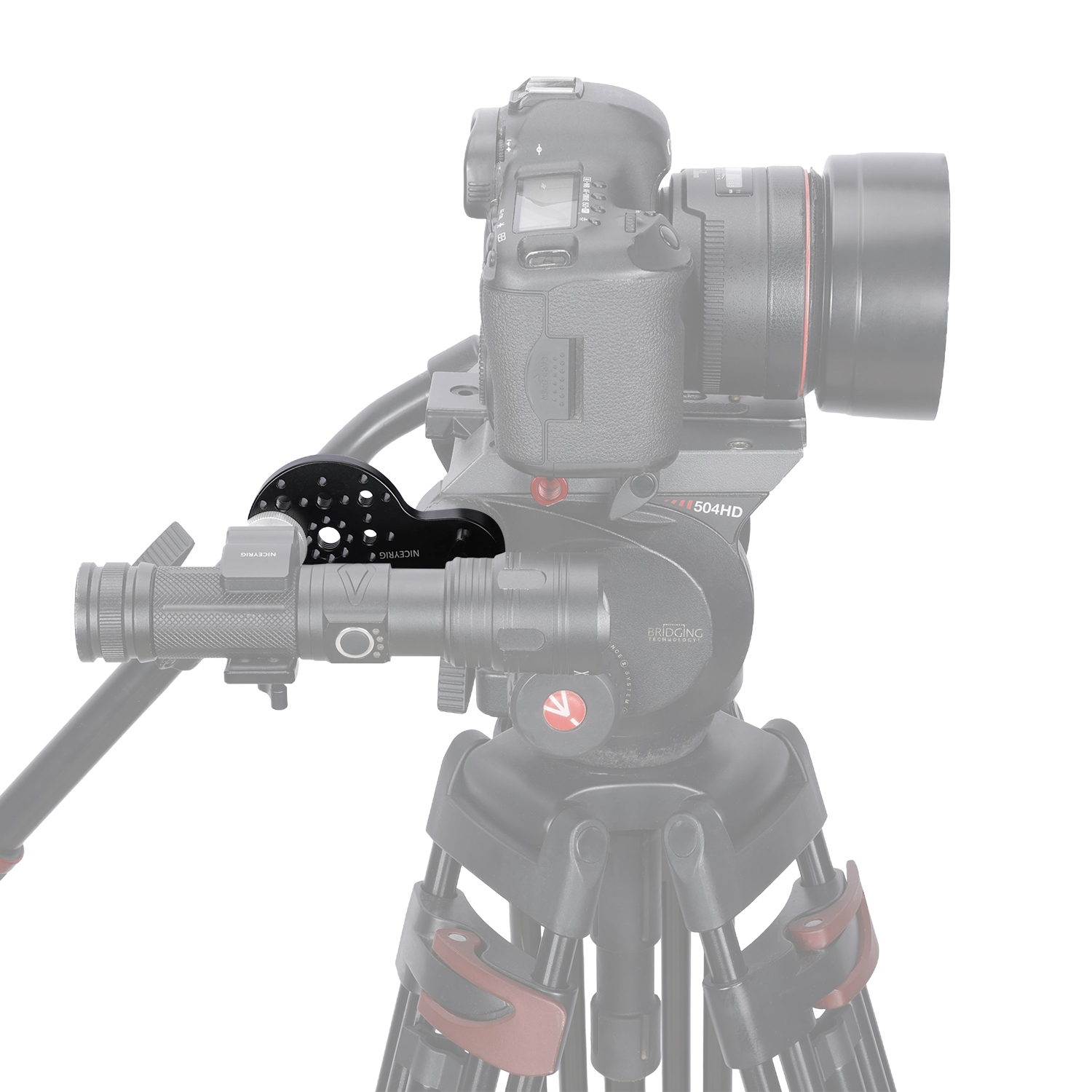 Niceyrig Video Tripod Mount Side Plate Rosette Mount (36T, M6 Thread) with Cold Shoe Mount and 1/4&3/8 Arri Locating Holes