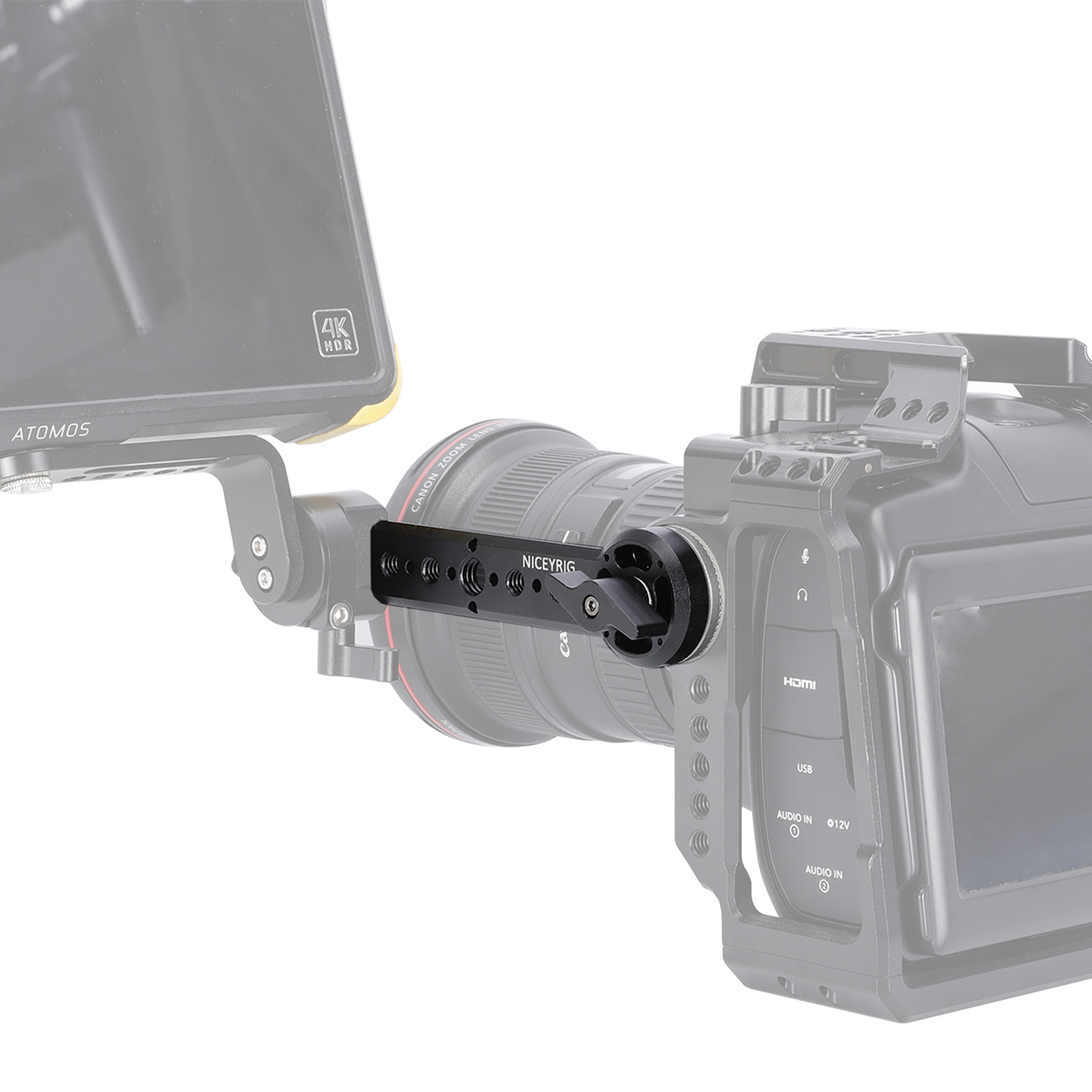 Niceyrig Arri Rosette Mount (M6 Screws) with Nato Rail Bar Comes with 1/4&3/8 Arri Locating Thread Holes