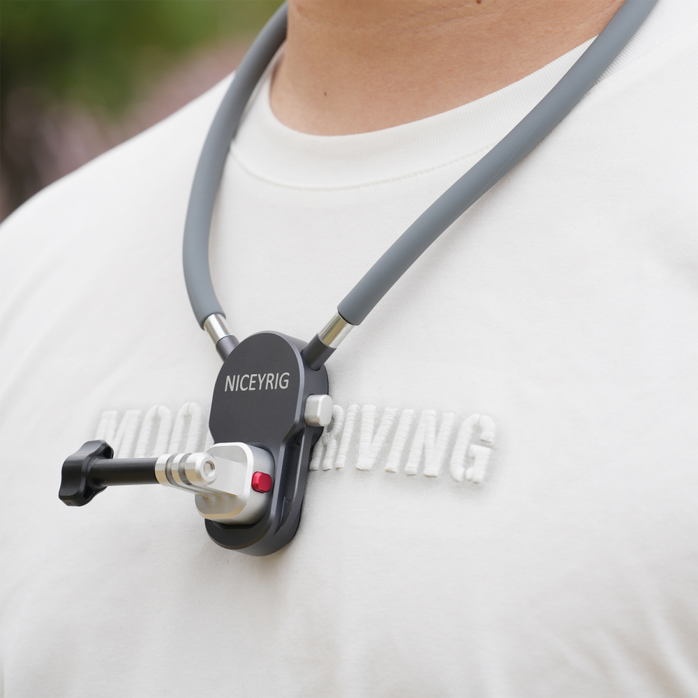 Niceyrig Metal Neck Mount for Action Camera,Magnetic Quick Release Hands Free Holder with Anti-Shake Strap for GoPro Cycling Travel Vlog POV Shots