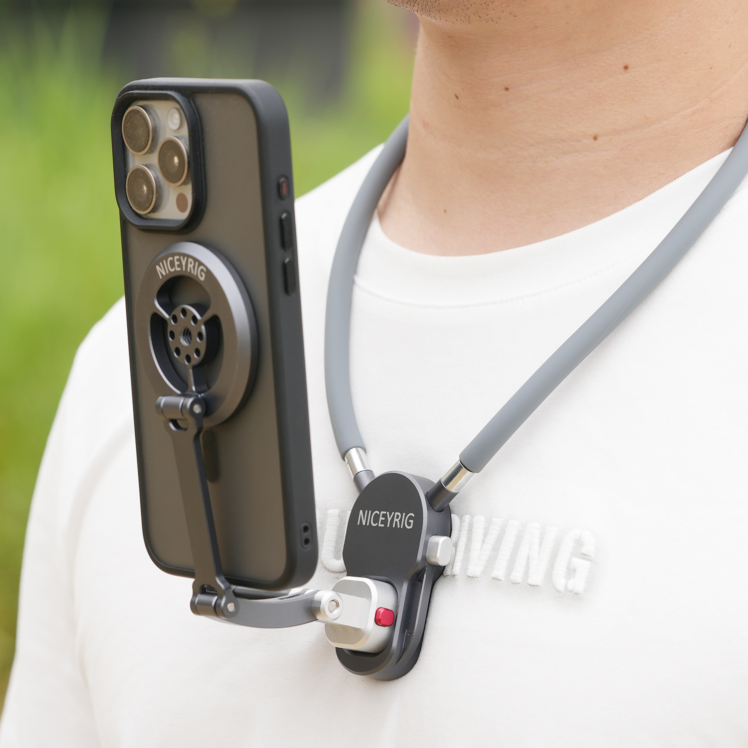 Niceyrig Magnetic Phone Neck Mount - Secure Hands-Free POV Holder with Adjustable Damping & Anti-Shake Strap for Vlogging, Live Streaming & Content Creation
