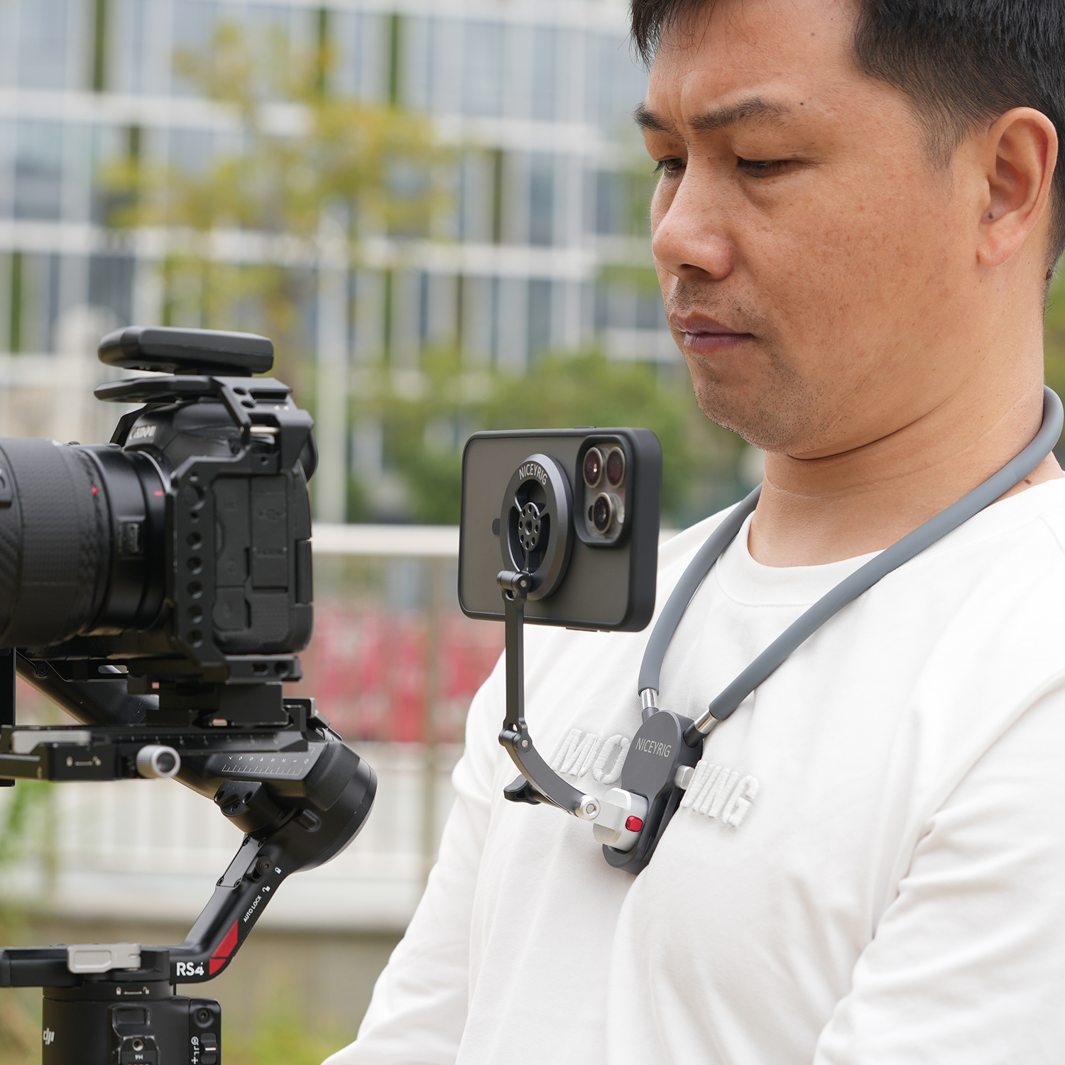 Niceyrig Magnetic Phone Neck Mount - Secure Hands-Free POV Holder with Adjustable Damping & Anti-Shake Strap for Vlogging, Live Streaming & Content Creation