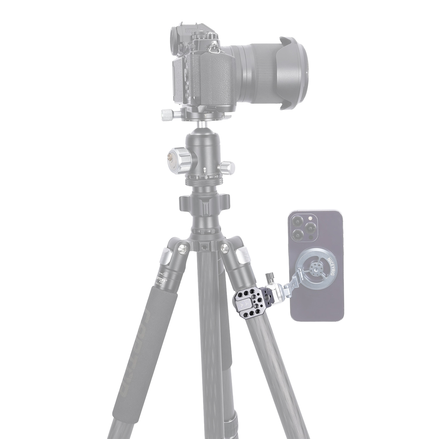Niceyrig C-Clamp Metal Desktop Mount for Camera/Smartphone Holder Adjustable Desk Clamp Comes with Cold Shoe Mount,1/4&3/8 Arri Locating Holes and Nato Rail