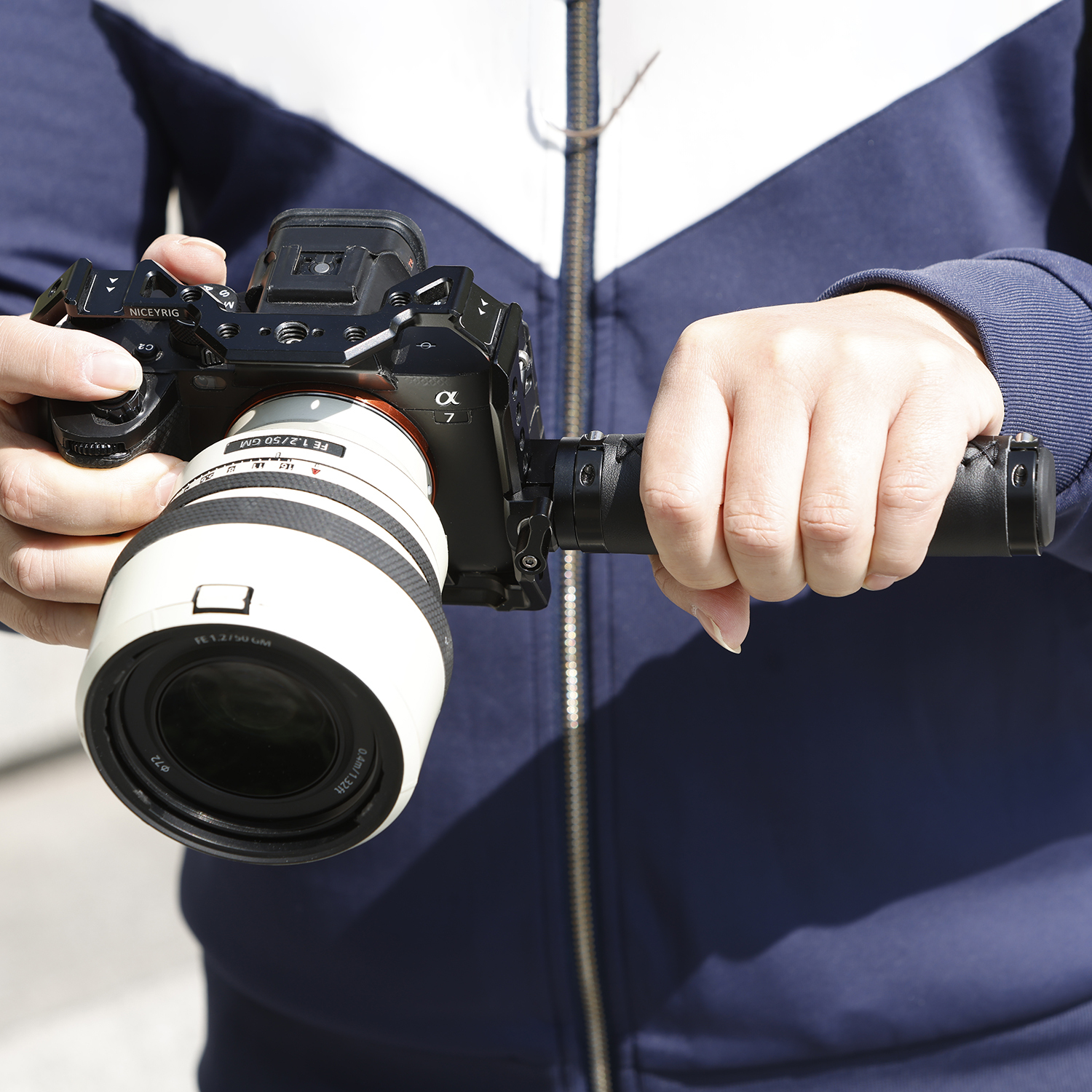 Niceyrig Nato Clamp Leather Handle Camera Grip for DSLR Camera Supports Quick Release & Mount