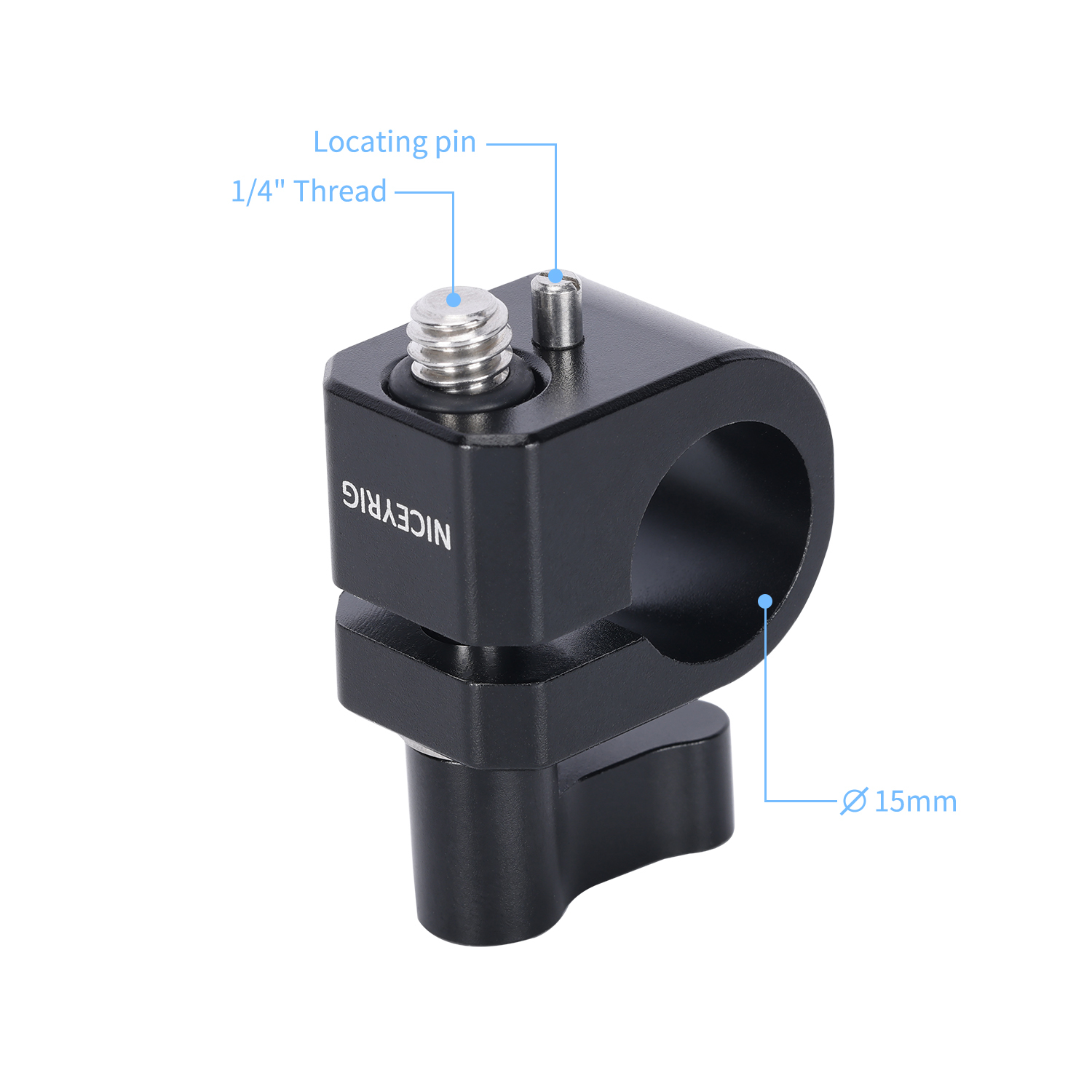 Niceyrig Single Rod Clamp with 1/4’’ Mounting Screw & Detachable Locating Pin