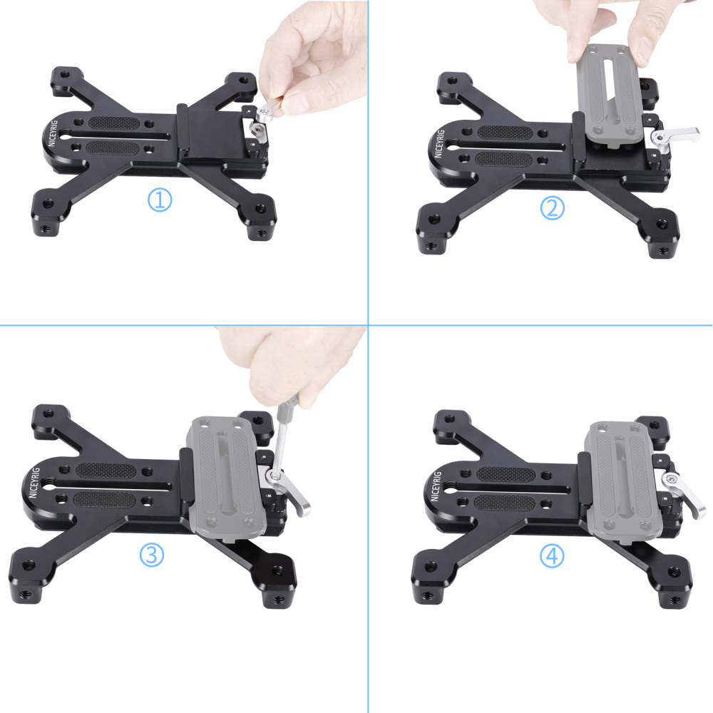 Niceyrig Arca - Type Quadruped Baseplate Support With QR Arca Dovetail Clamp All-in-One Mounting Solution for Tripod Mount