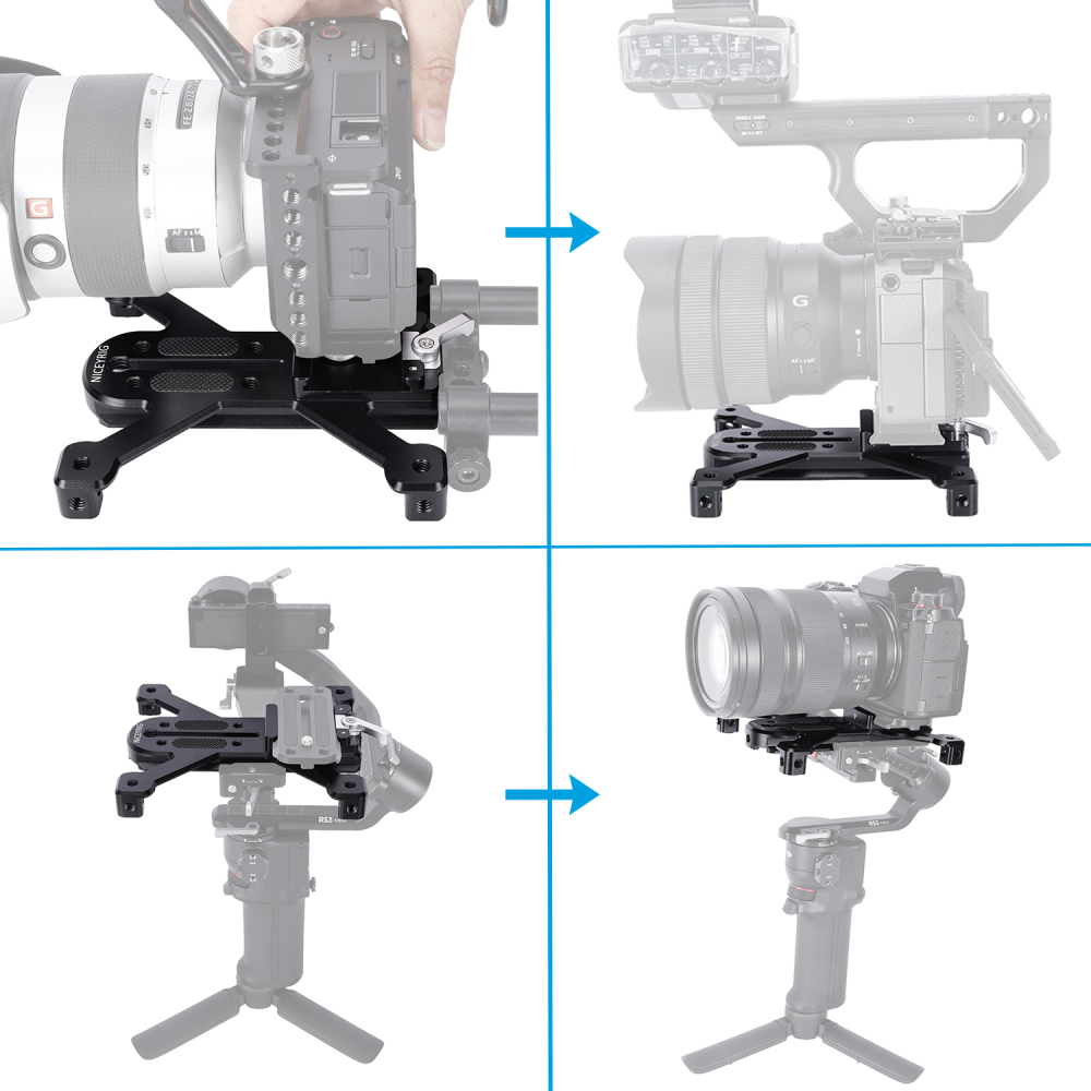 Niceyrig Arca - Type Quadruped Baseplate Support With QR Arca Dovetail Clamp All-in-One Mounting Solution for Tripod Mount