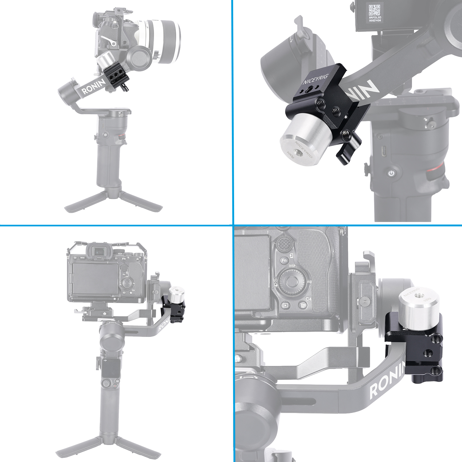 Niceyrig Camera Counterweight Mounting Clamp for DJI RS Mini Series/DJI RoninS/Zhiyun Weebill (Open Range:16-29MM)
