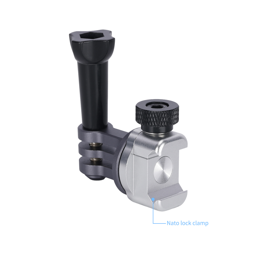 Niceyrig Action Camera Adaptor Mount with Nato Clamp for GoPro Hero Series DJI Osmo Action Insta 360 Ace Pro X3 X4 Yi 4K AKASO Most of Action Cameras