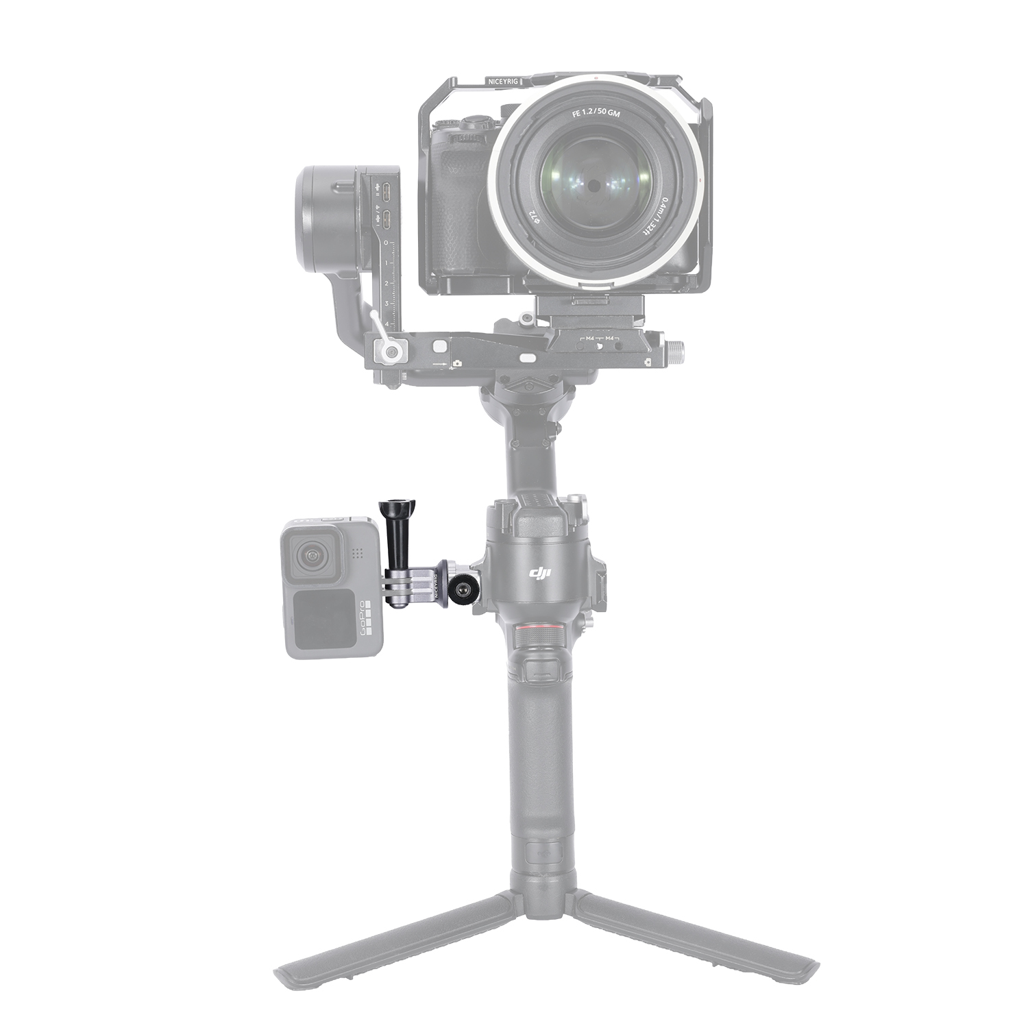Niceyrig Action Camera Adaptor Mount with Nato Clamp for GoPro Hero Series DJI Osmo Action Insta 360 Ace Pro X3 X4 Yi 4K AKASO Most of Action Cameras