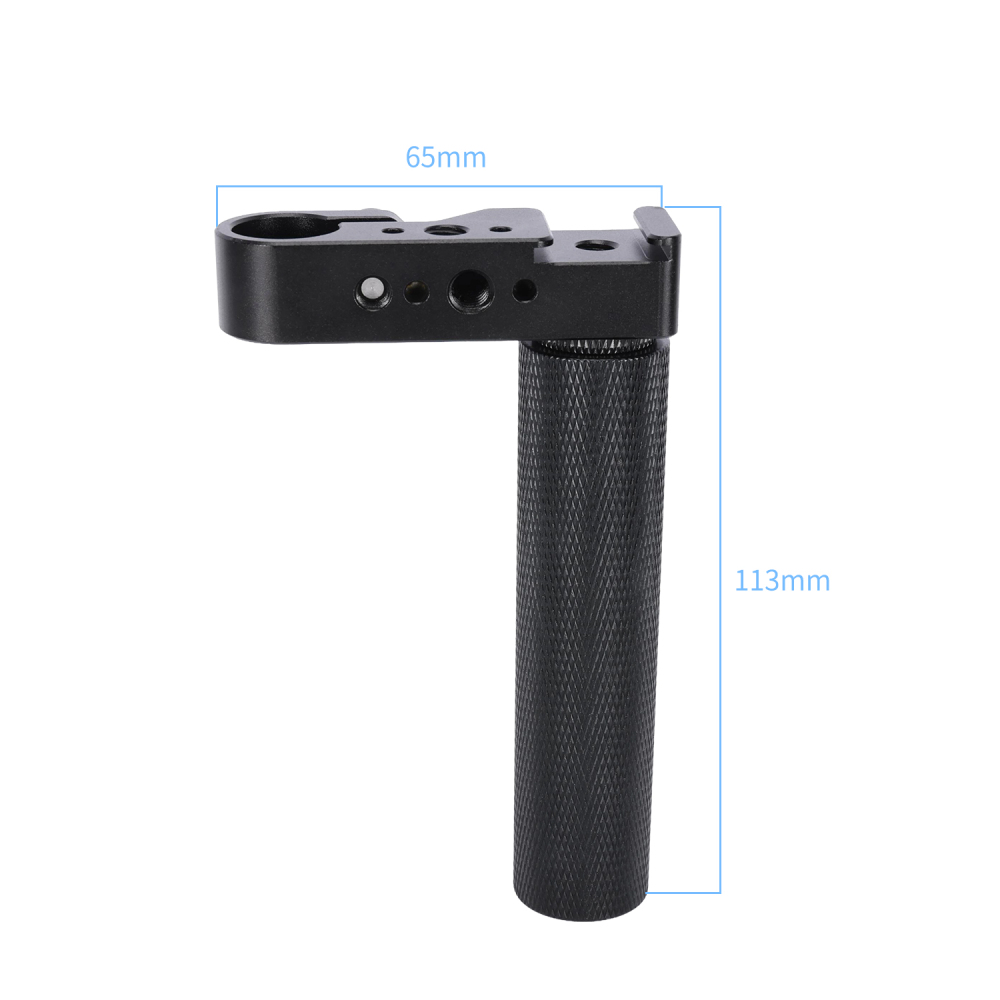 Niceyrig Metal Side Handle with Cold Shoe Mount Aluminum Alloy Rod Clamp Handle for Camera Cage Grip with Anti-Slip Design for DSLR, Mirrorless, Monitor Rig
