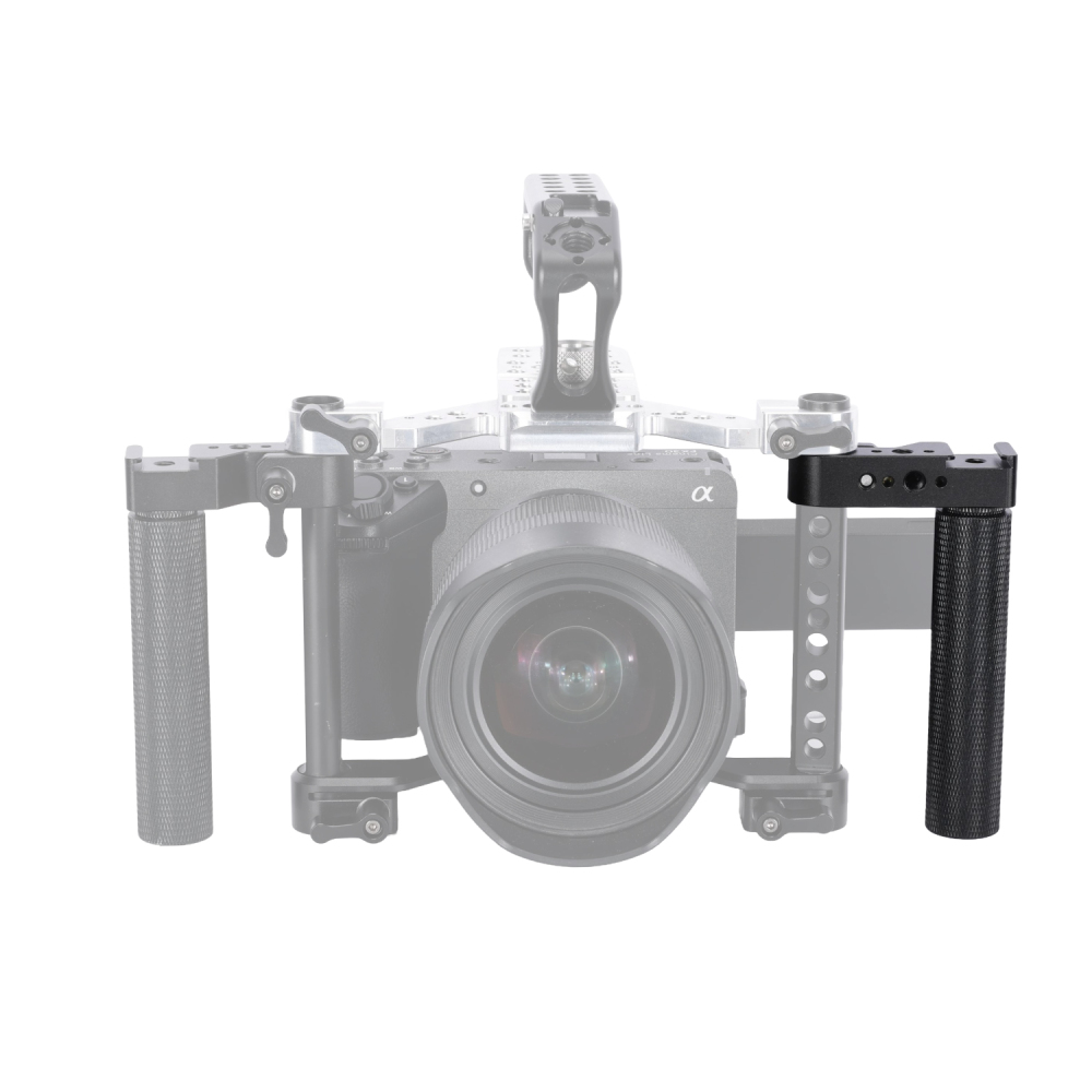 Niceyrig Metal Side Handle with Cold Shoe Mount Aluminum Alloy Rod Clamp Handle for Camera Cage Grip with Anti-Slip Design for DSLR, Mirrorless, Monitor Rig