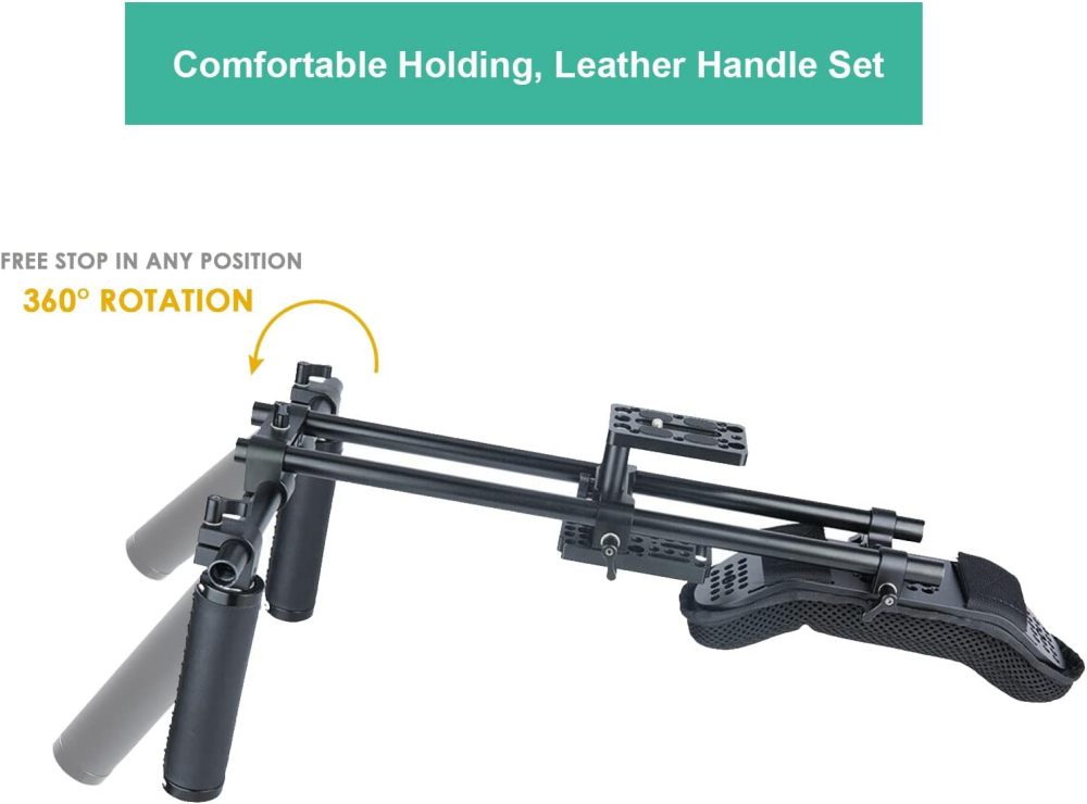 NICEYRIG 15mm Shoulder Pad Rig Support System with Riser Base Plate Mount, 15mm Rod and Rod Rail Handle Kit Universal for DSLR Camera, Mirrorless Camera - 173