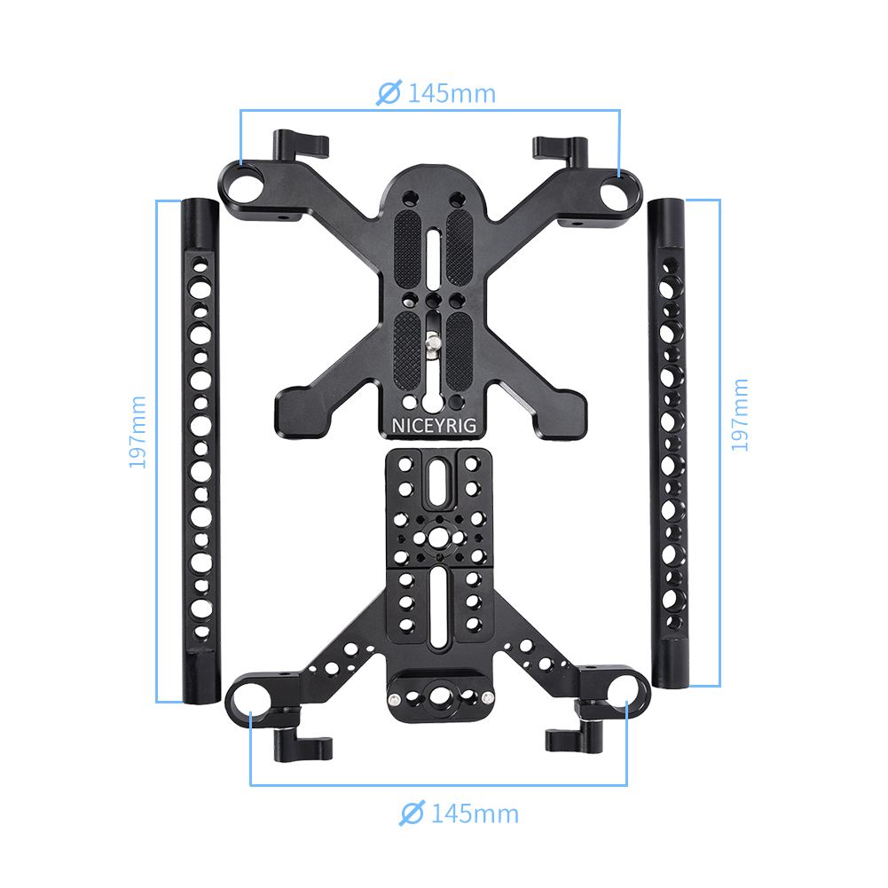 Niceyrig Camera Cage Kit with 4-Claw Arca Base for Sony/Nikon/Canon DSLR Cameras with Battery Grip