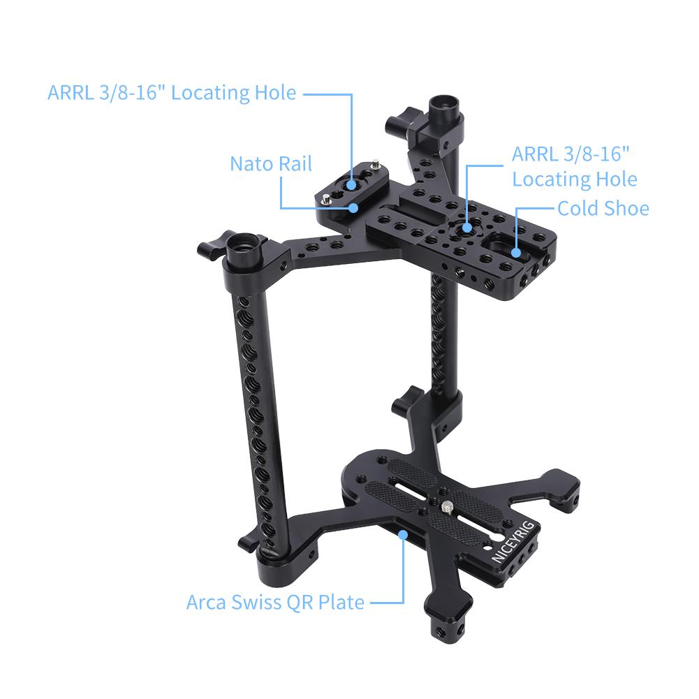 Niceyrig Camera Cage Kit with 4-Claw Arca Base for Sony/Nikon/Canon DSLR Cameras with Battery Grip