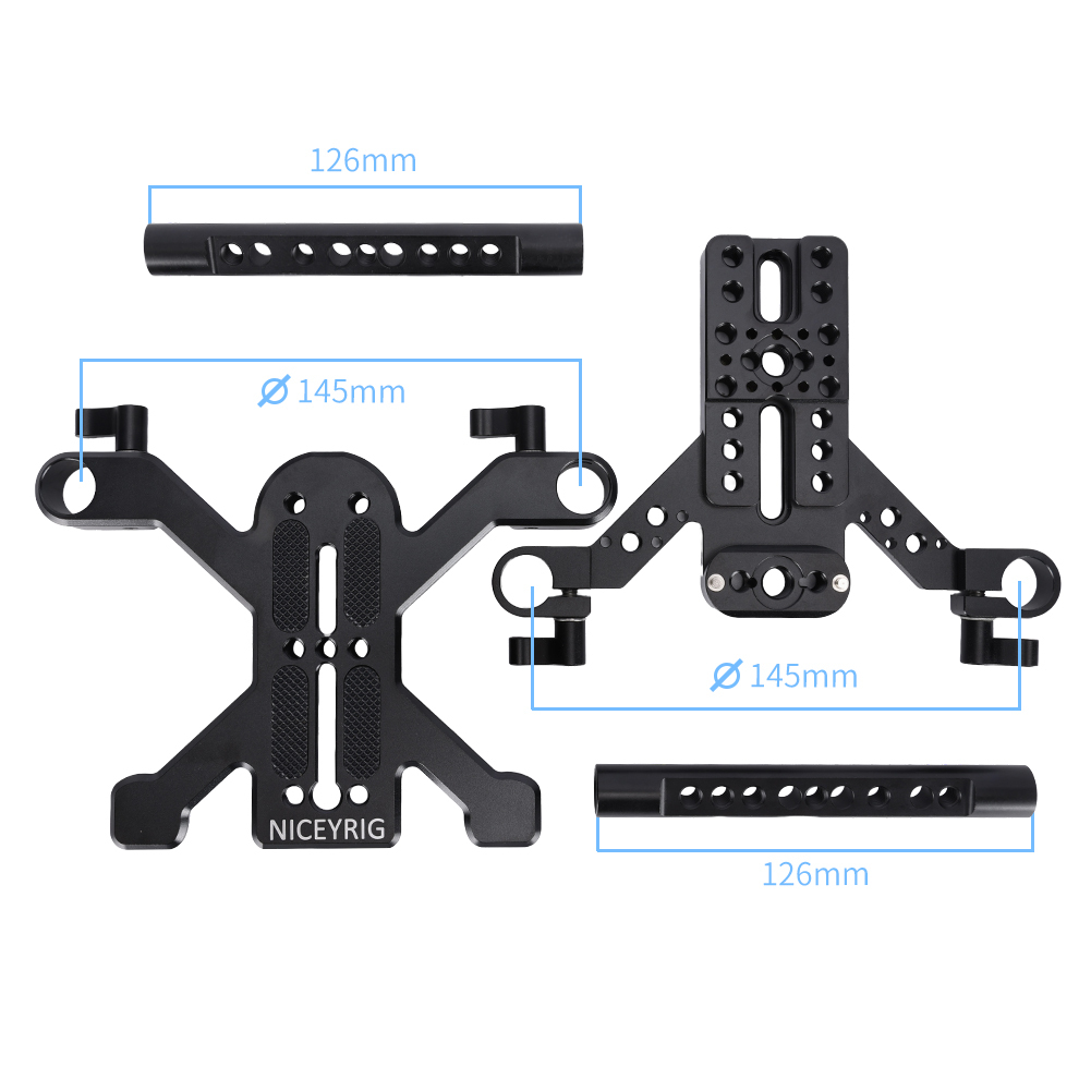 Niceyrig Universal 4-Claw Camera Cage Kit for Mirrorless Cameras Supports Top Handle, Side Handle, 15mm Rods, NATO Rail, Arca-Swiss Tripod Mount