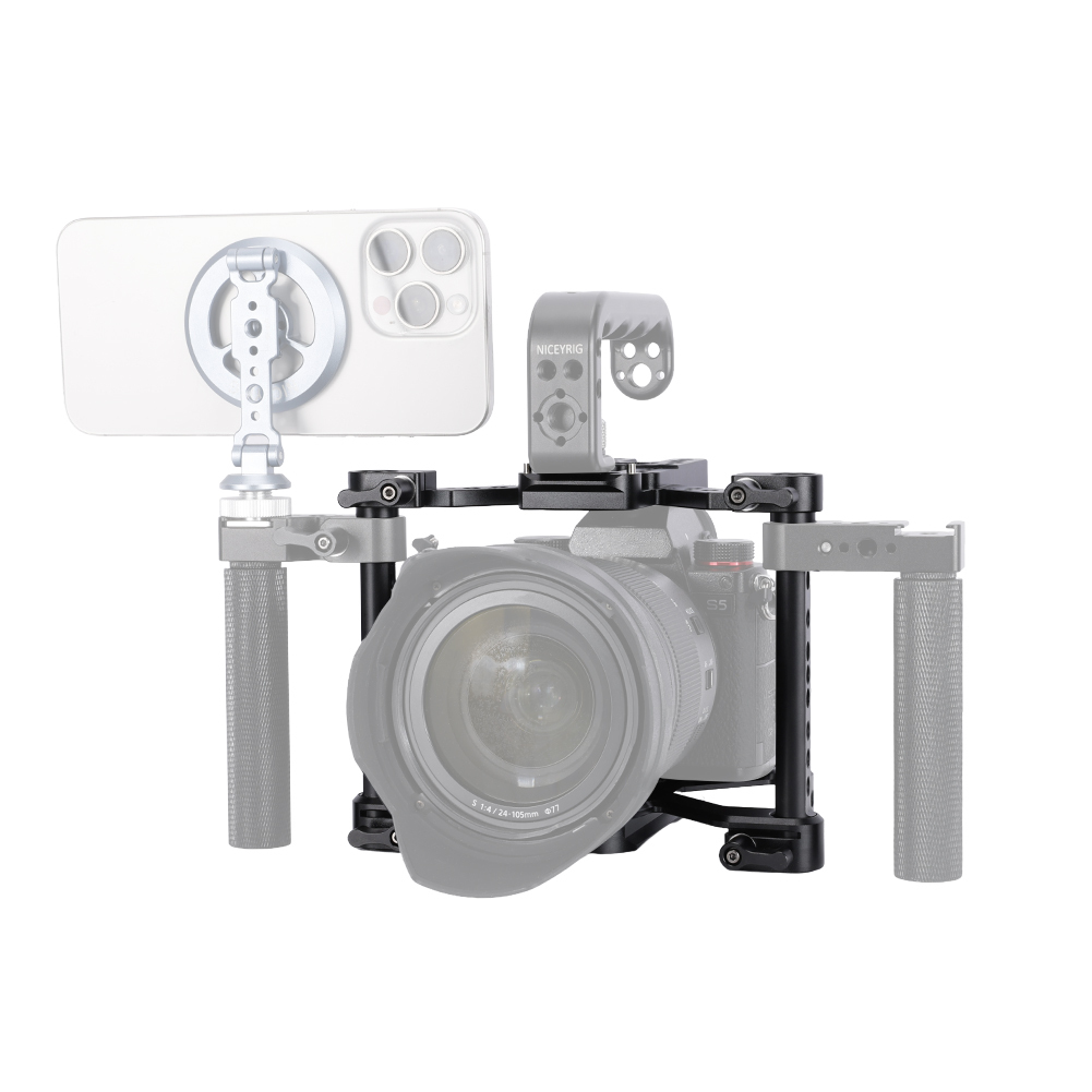 Niceyrig Universal 4-Claw Camera Cage Kit for Mirrorless Cameras Supports Top Handle, Side Handle, 15mm Rods, NATO Rail, Arca-Swiss Tripod Mount
