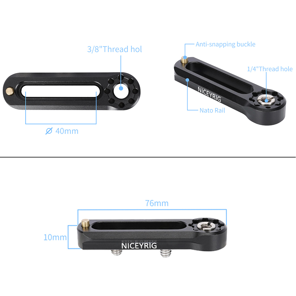 Niceyrig Safety Nato Rail with Arri Locating Mounting Point (1/4&3/8)  - Weight Capacity: 2KG